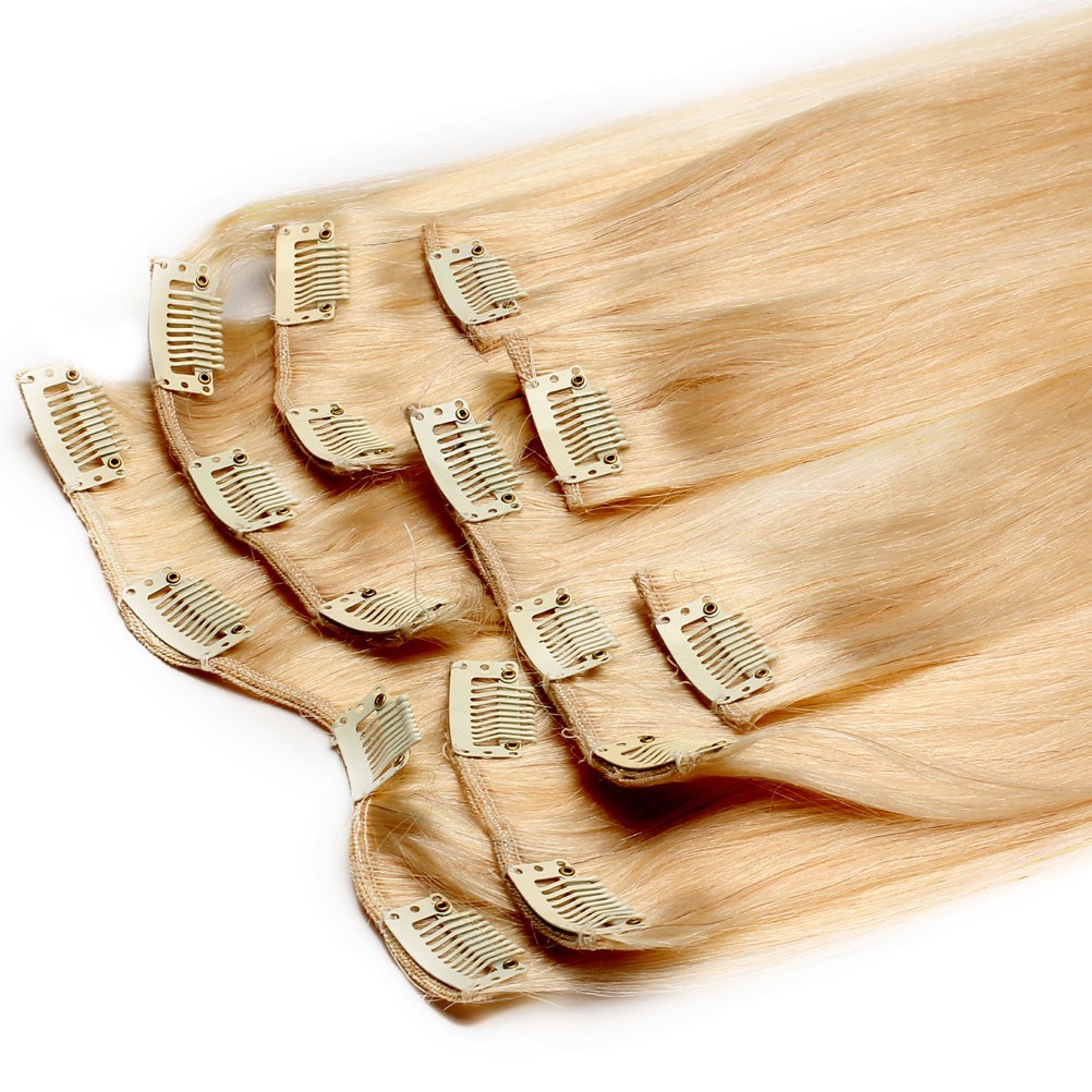 100% Human Hair Extensions Clip In Real Remy Hair Full Head Thick 8Pieces120gram