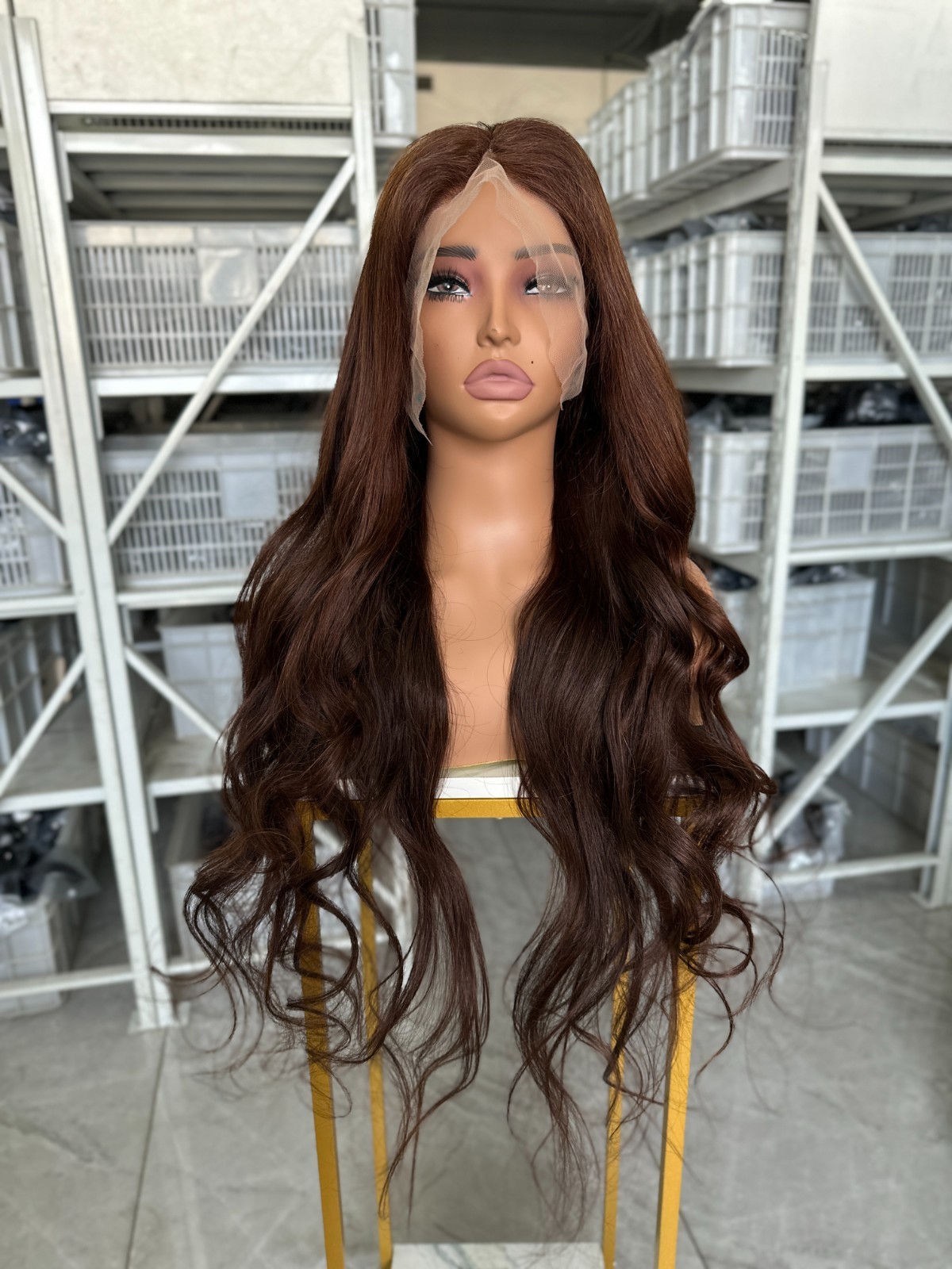 130% Body Wave 30inch Salon Brown 13×4 Transparent Lace Front Wig Human Hair