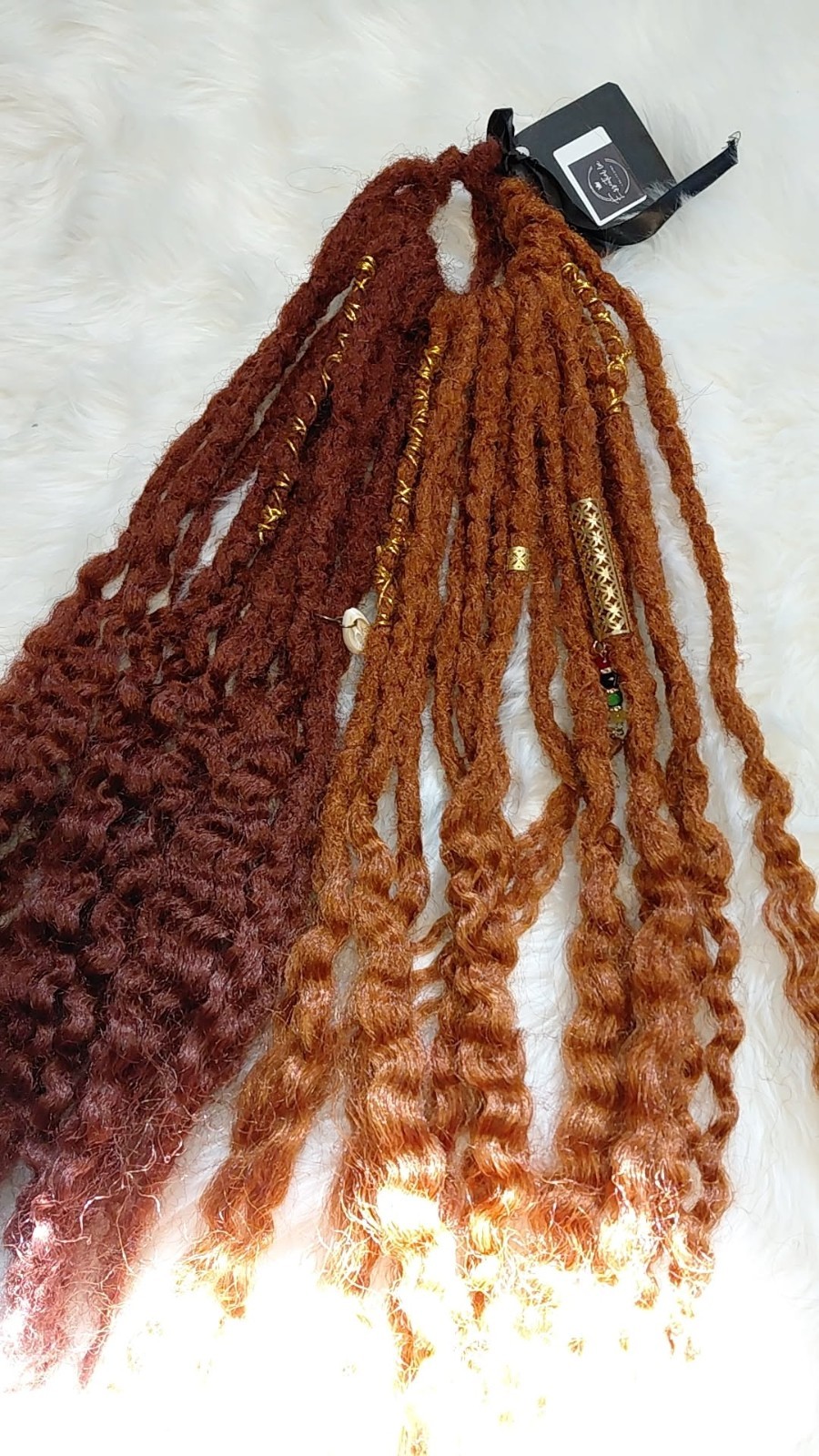 Two shaded handmade synthetic dreadlock hair extensions