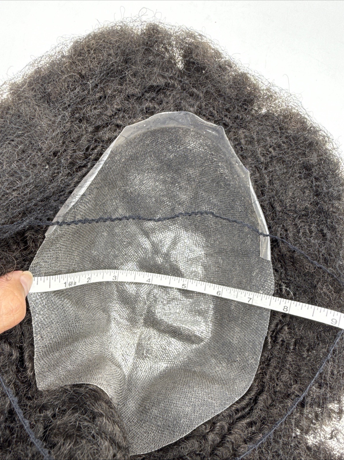Afro Toupee 4MM Curly Kinky Hair 7.5×9.5 inch Hairpiece # 1B Black NEW!