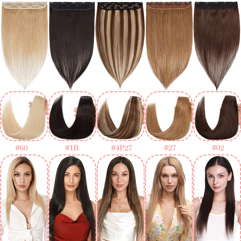 Clip in 100% Real Remy Human Hair Extensions 3/4 Full Head Thick Weft One Piece