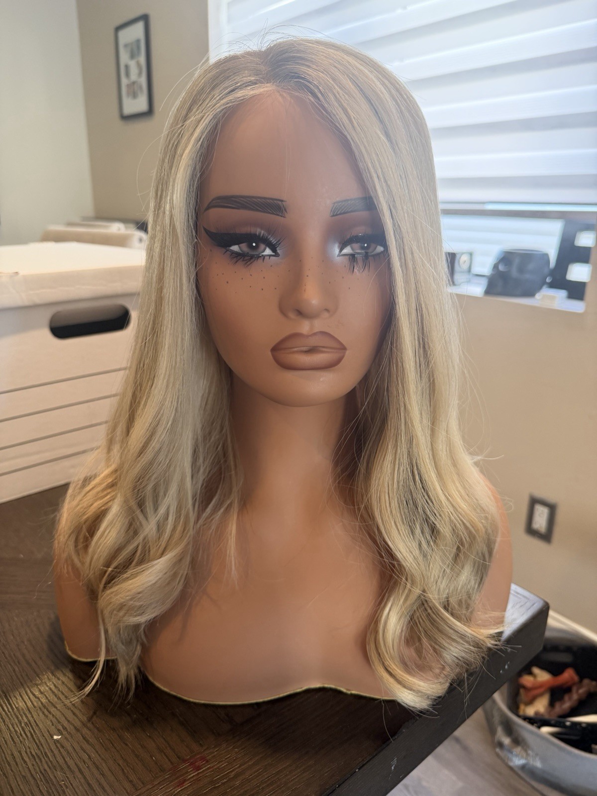European Texture human hair wig Pre Owned Small Wig 18 Inches Lace Top