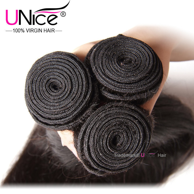 UNice Hair Indian Straight Bundles Human Hair Extensions Virgin Hair Weaves Weft