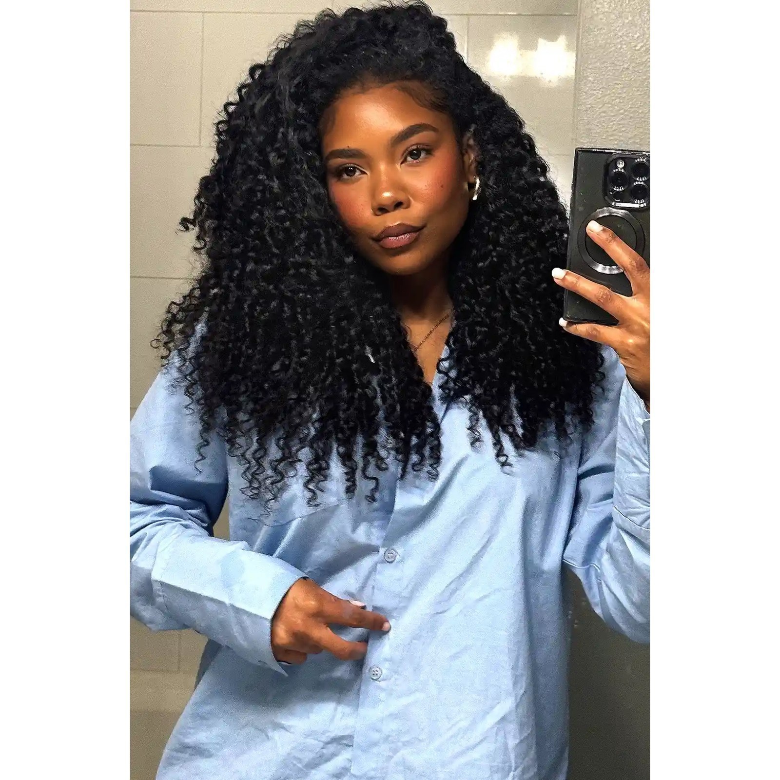 Raw Burmese Curly Human Hair Reusable Virgin Hair Extensions Natural Black