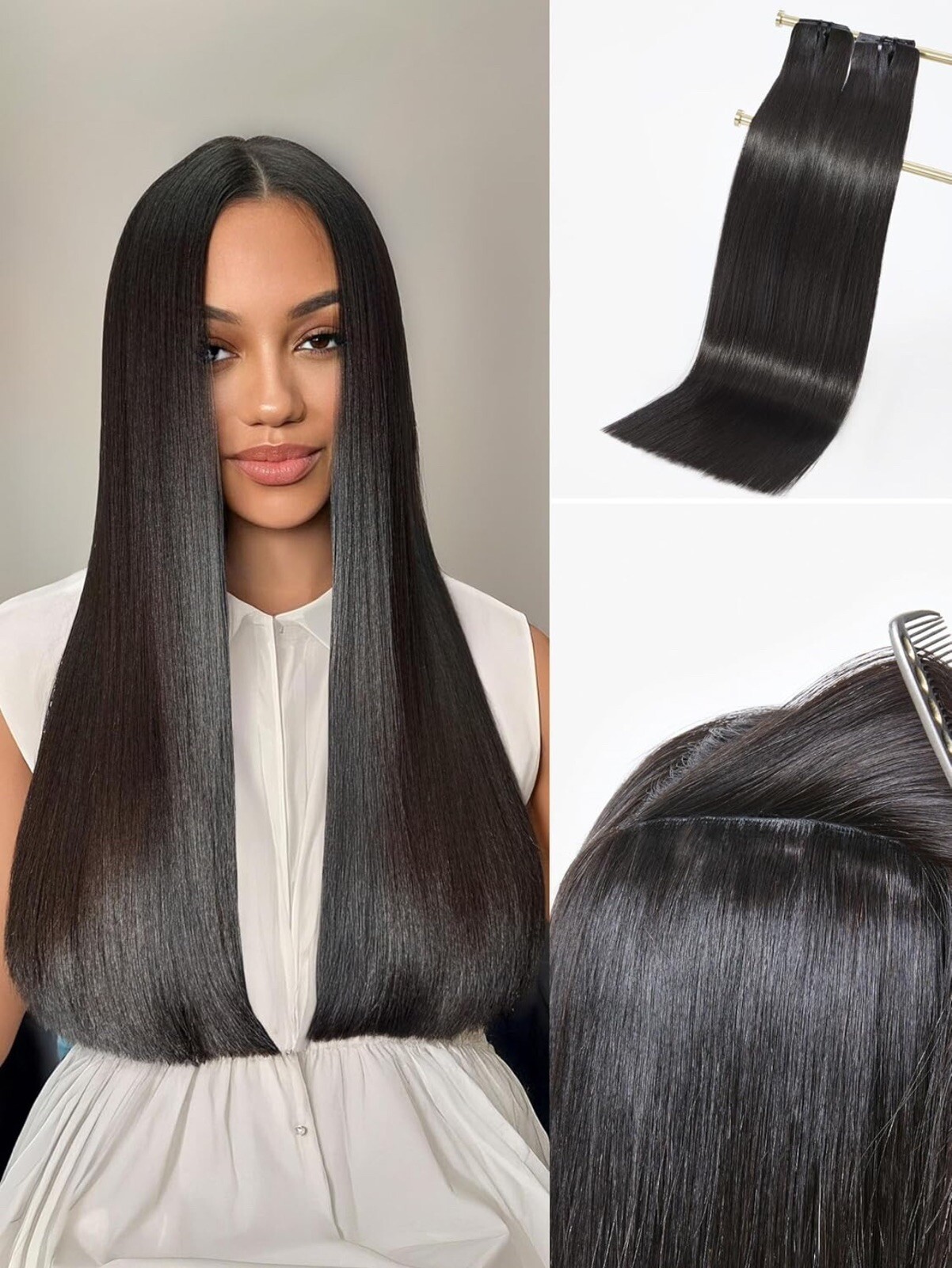 LUVME Invisible Clip in Hair Extensions,16 Inch 2 Pack 220g 14pcs