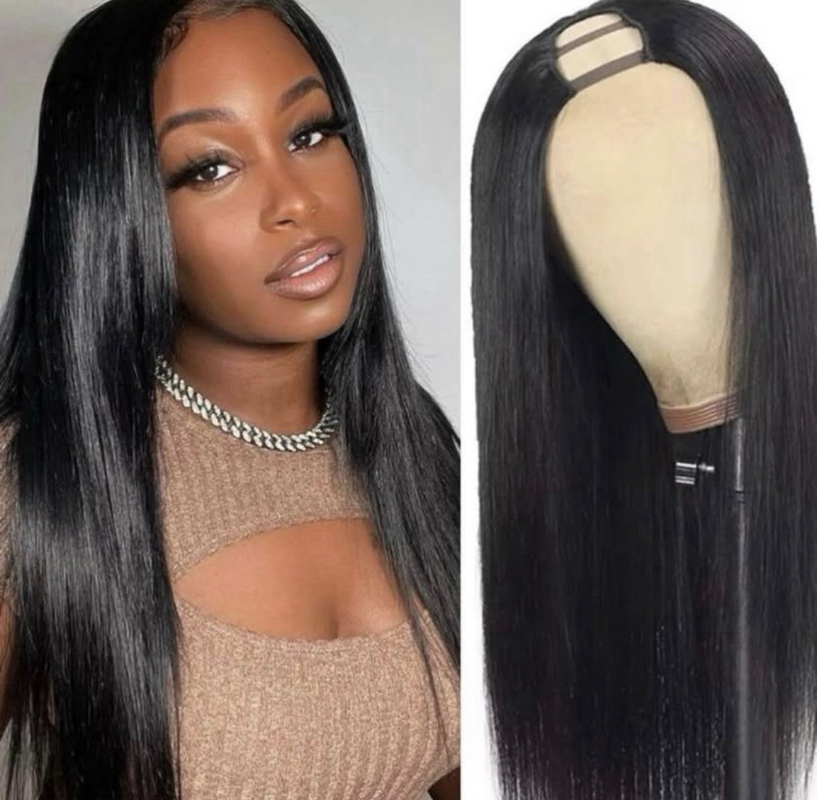 U Part Human Hair Wig V Part Wig 18 Inch Brazilian Wigs 180% Density Straight