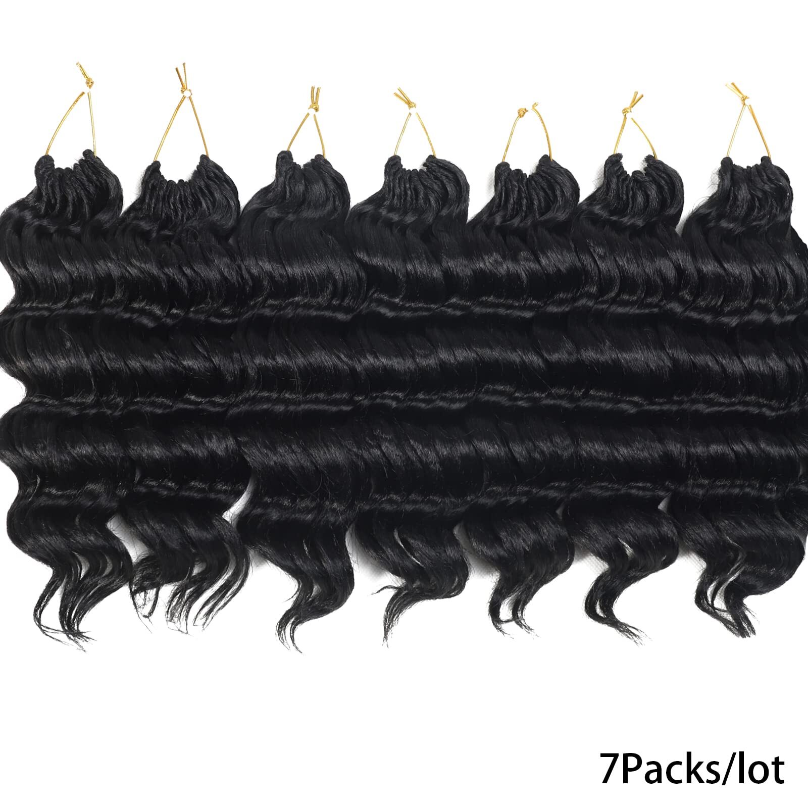 Ocean Wave Crochet Hair: Pre-Looped Curly Braiding, 7 Packs