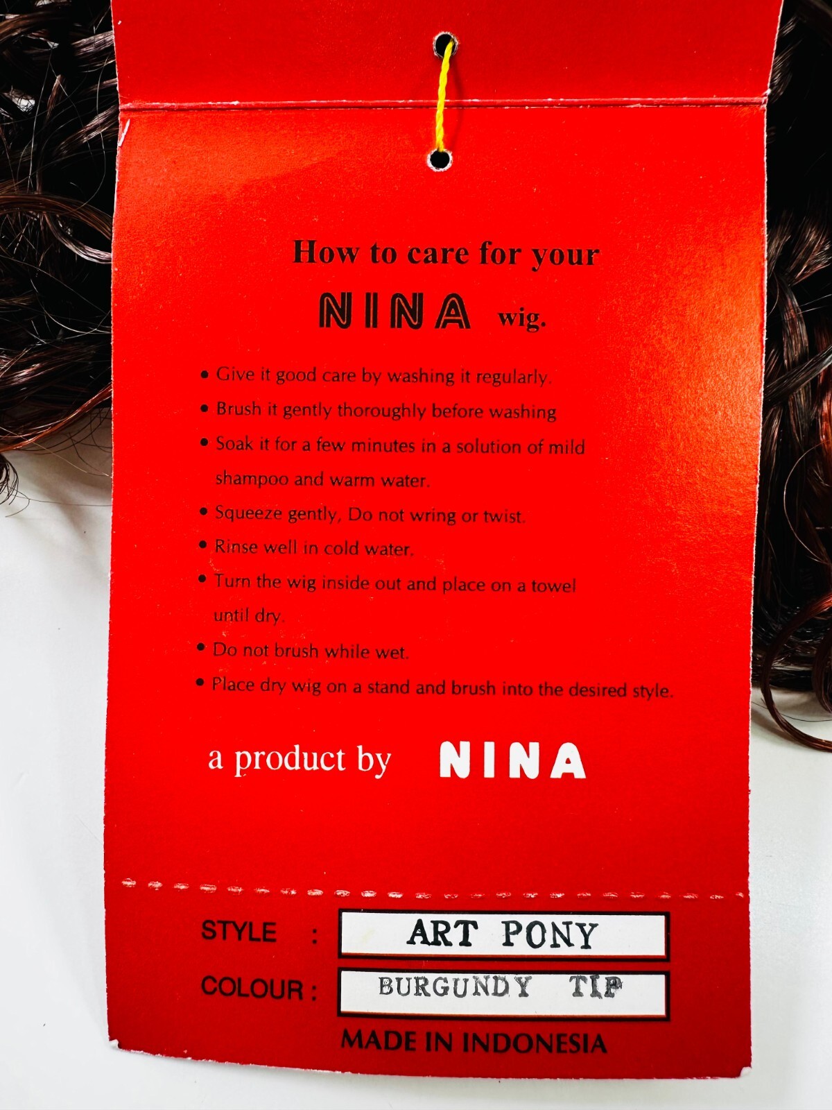 Nina Collection Women’s Short Curl Pony Tail Claw Clip-In Wig 9 inches, Burgundy