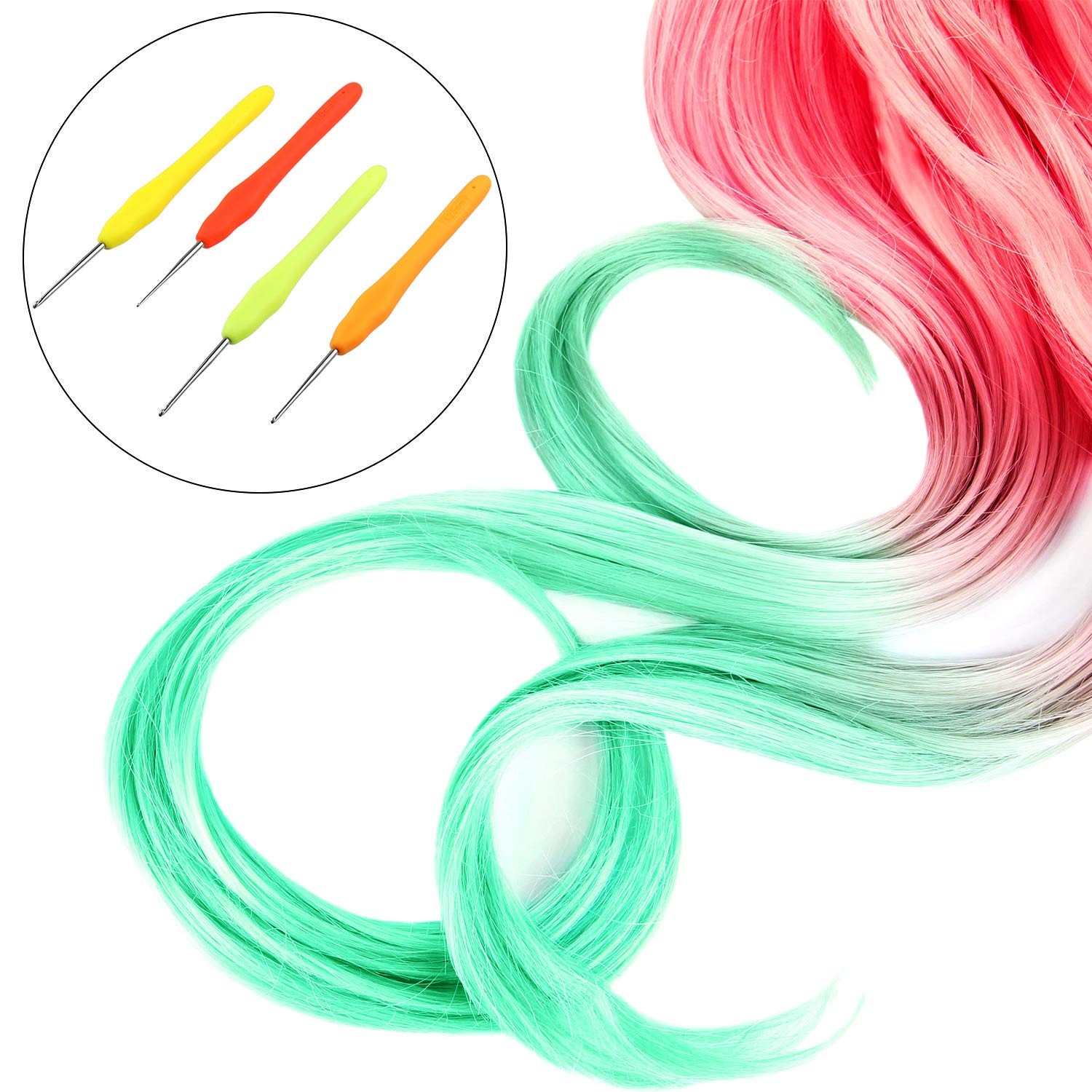 WILLBOND 4 Pieces Hair 1,1.25,1.5,1.75 millimeters, Yellow,Orange,Pink