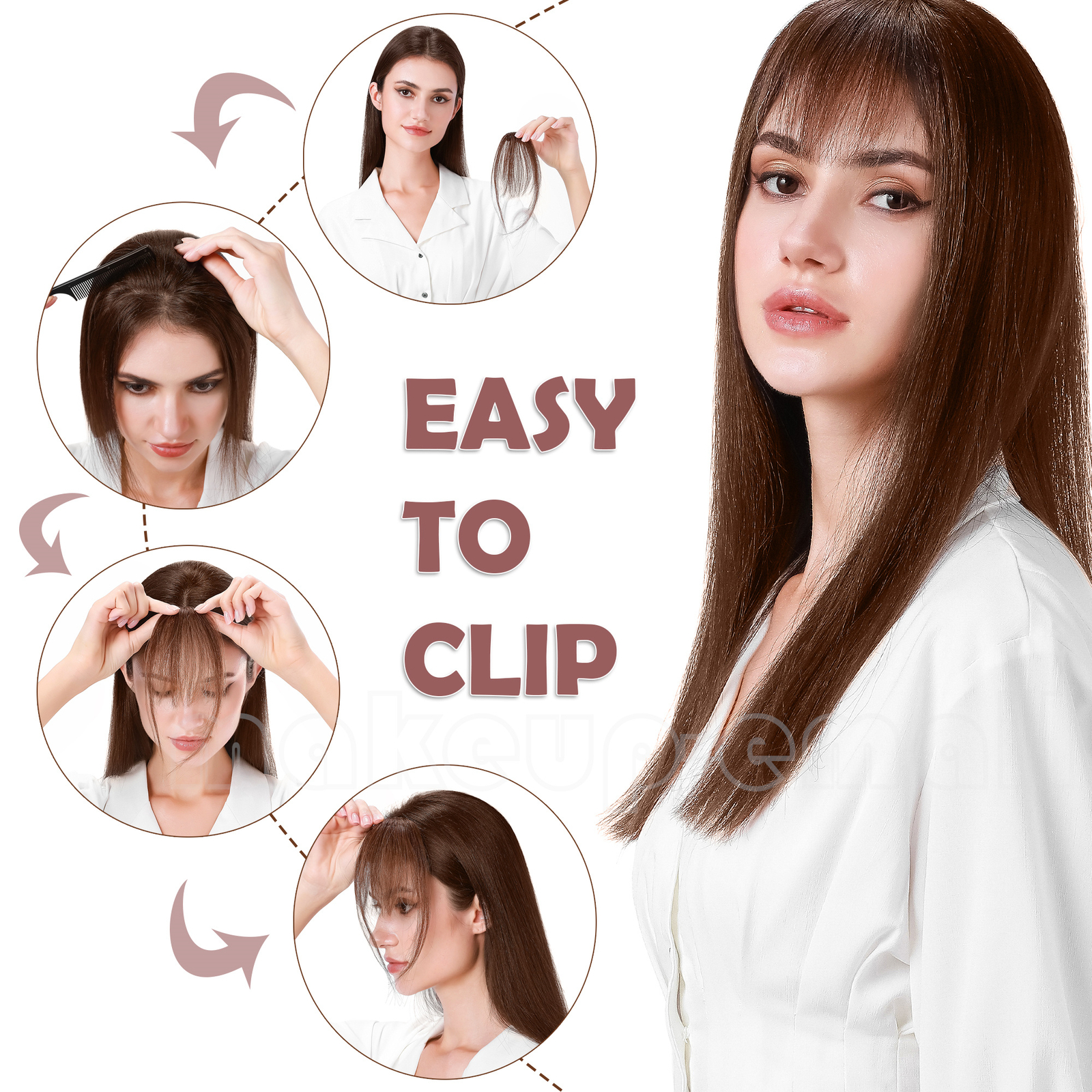 Clip in Remy Thick Bangs Neat Fringe Hairpiece 100% Real Human Hair Extensions