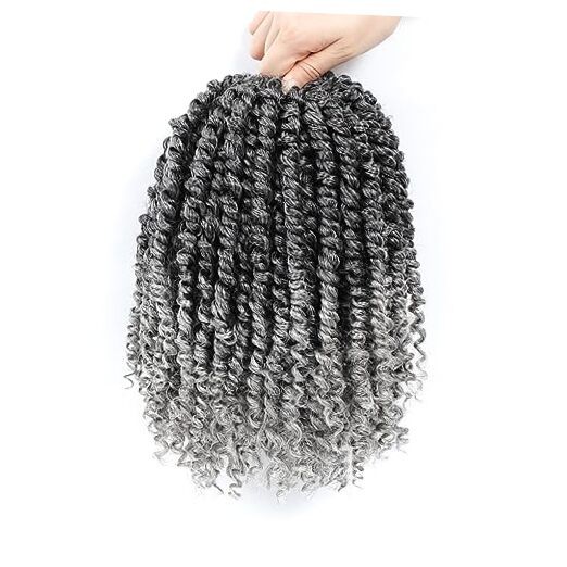 Passion Twist Hair 10 Inch 8 Packs, Pre Twisted 10 Inch (Pack of 8) TGray#