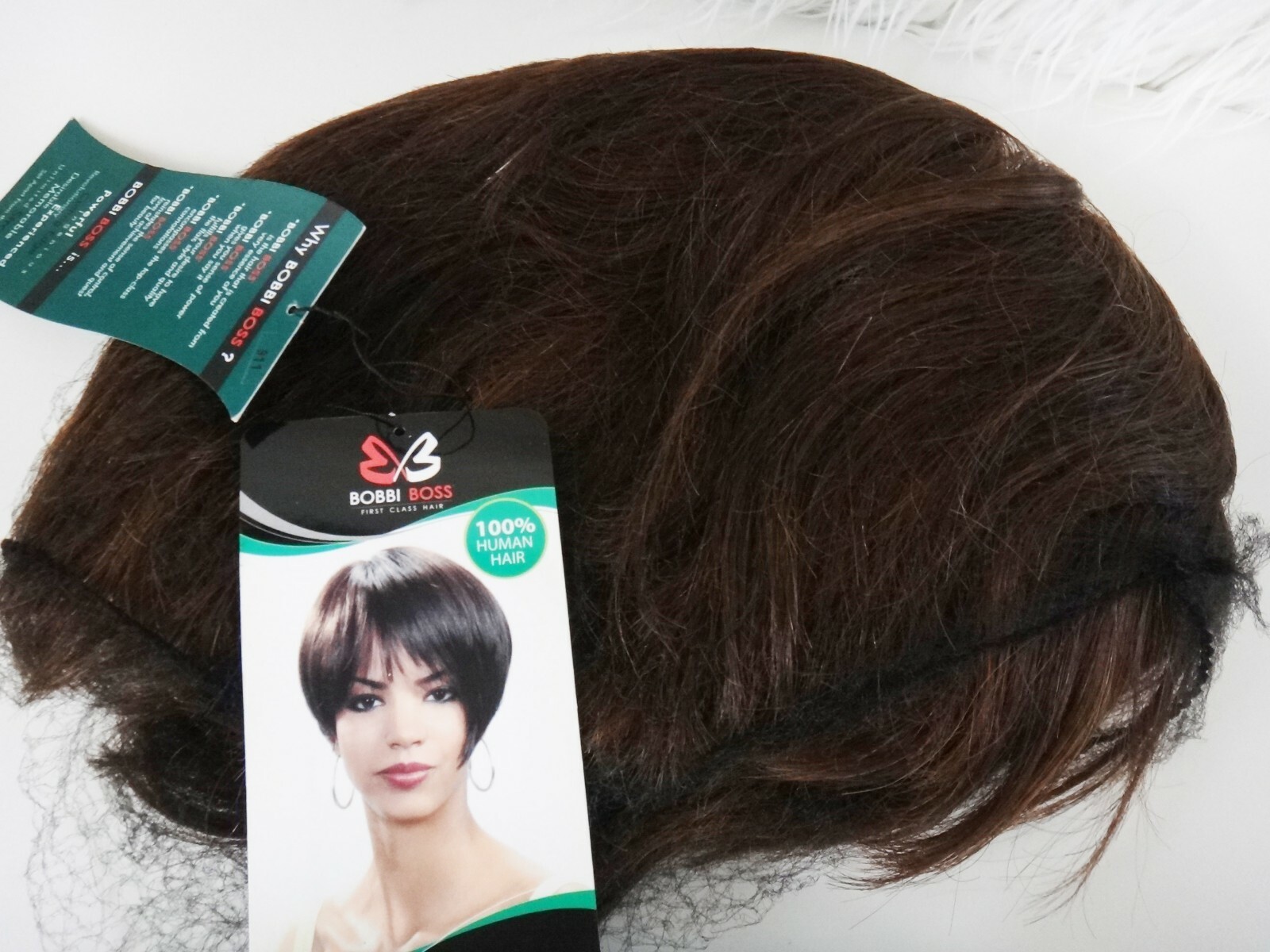100% HUMAN Hair full wig Asymmetrical short karen bob dark brown Bobbi Boss new