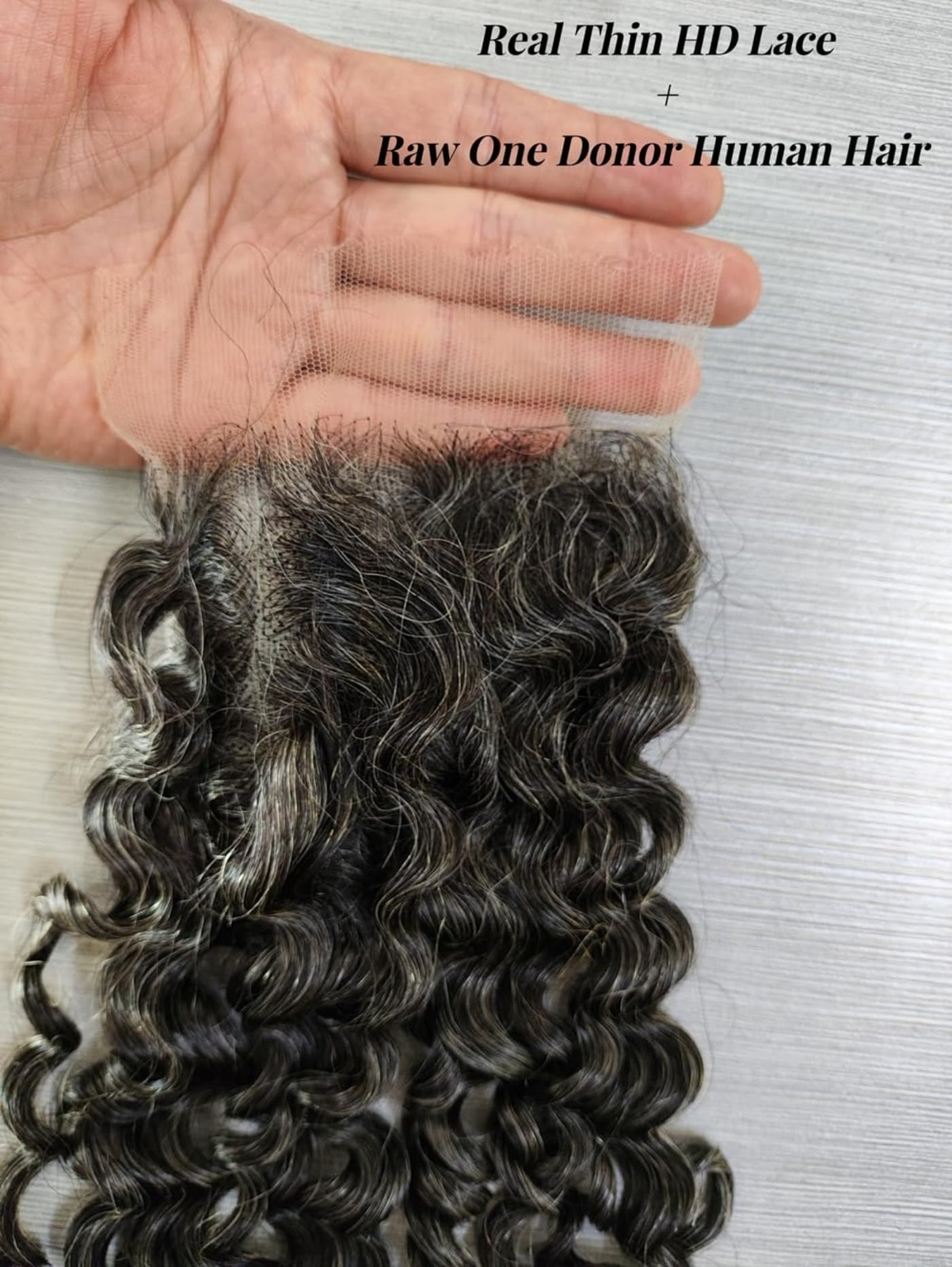 Clytie Raw Curly Salt And Pepper Human Hair Closure 44 Thin10 Inches Hd