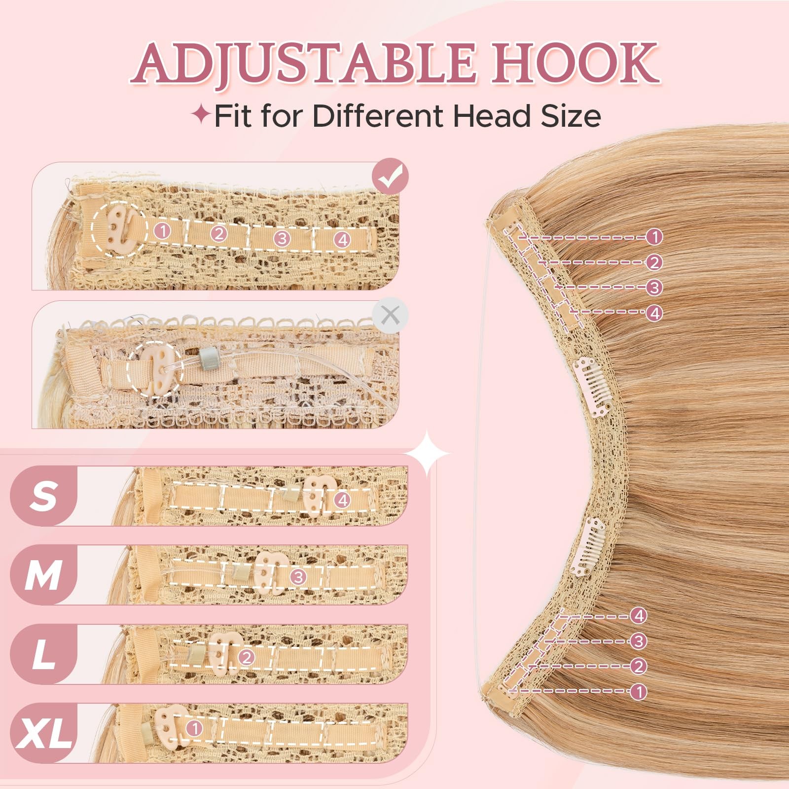 Sego Halo Hair Extensions Adjustable Invisible Wire Extensions Real Human Hair