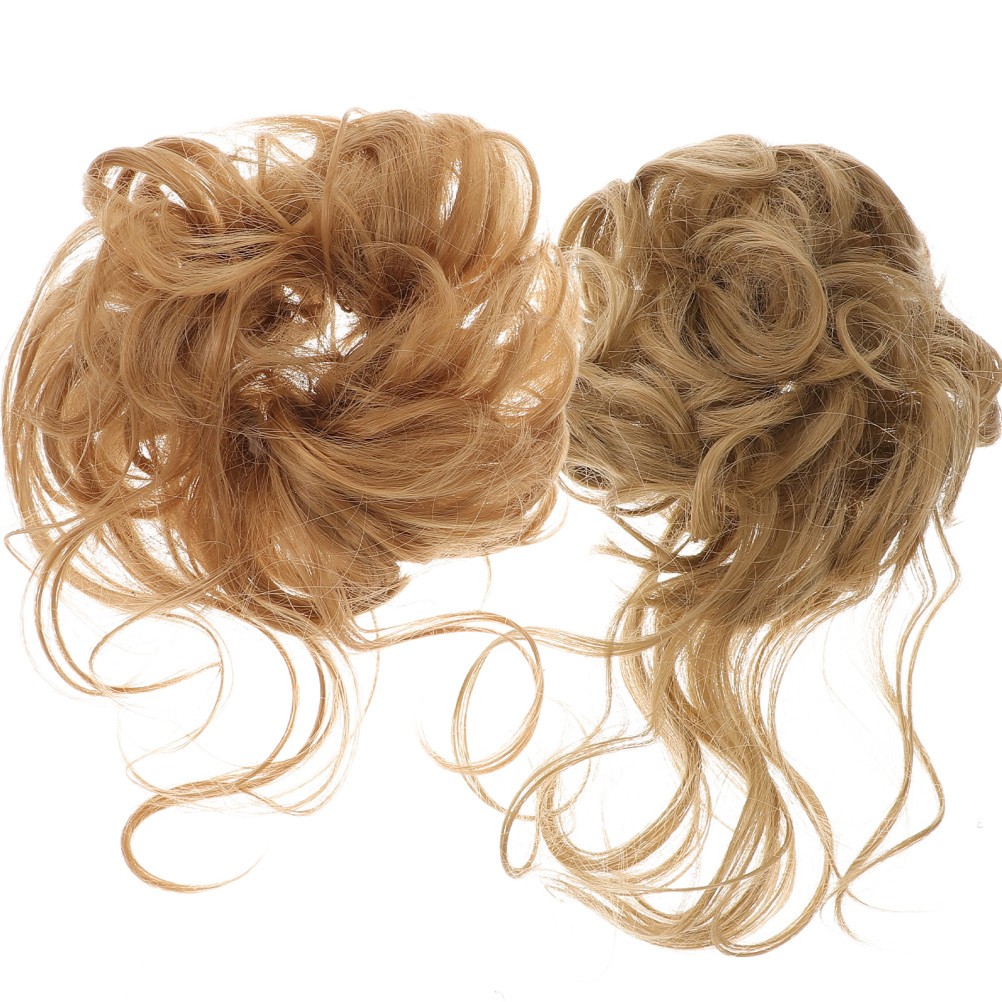 2Pcs Durable Hair Bun Hairpiece Curly Updo Hair Extensions with Elastic Band