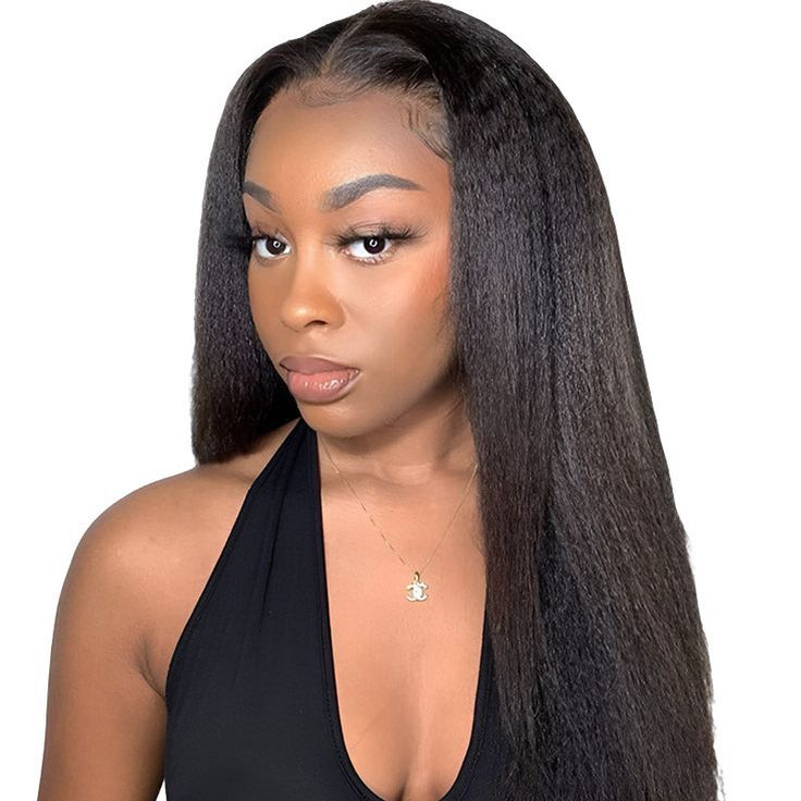 Long Straight Yaki Wig Sexy Black High Temperature Fiber Hair For Black Women US