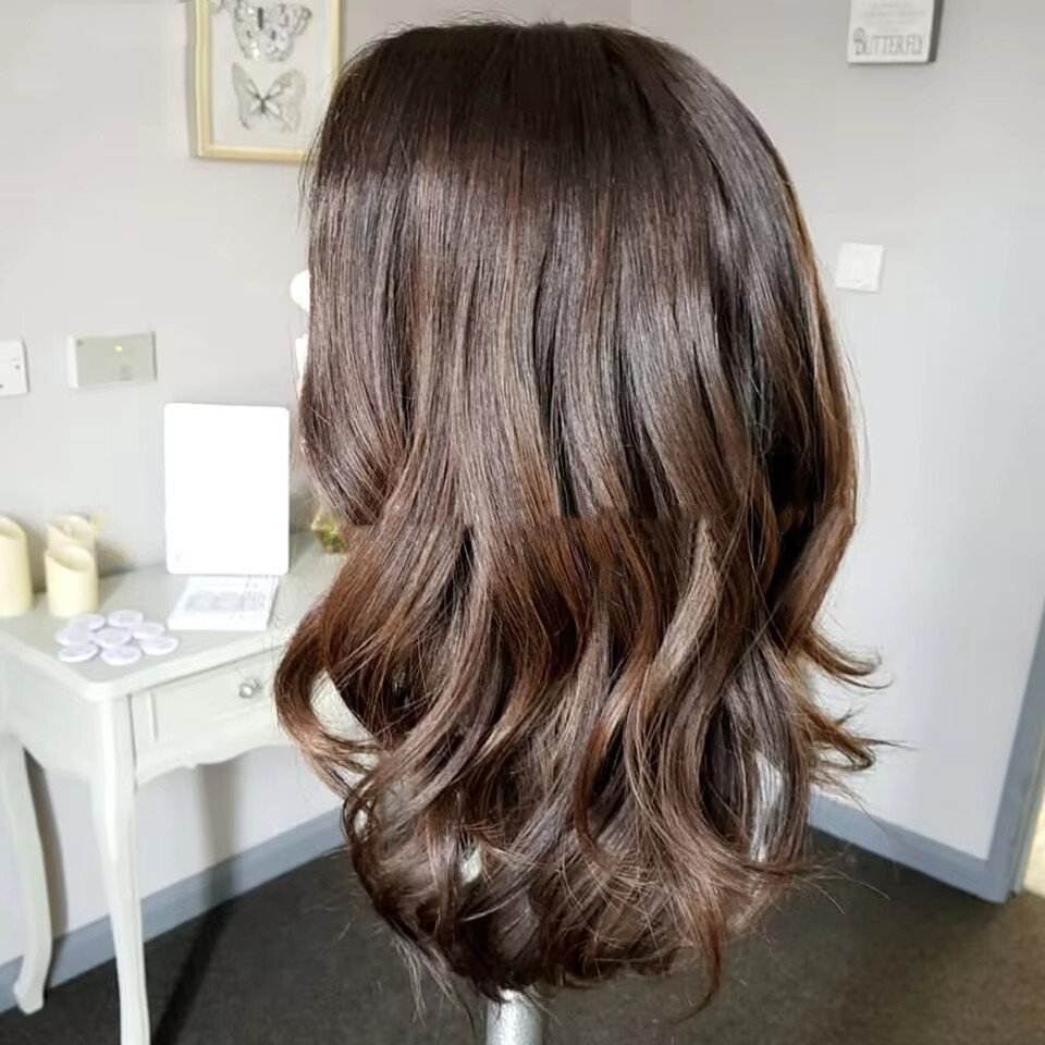 Dark Brown to Medium Brown Natural Wave 13×4 Lace Front Human Hair Wig
