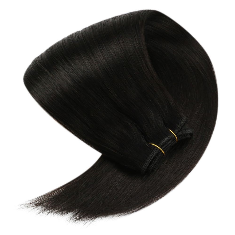 Sunny Hair WEFT 16in Ebony Pure Black Human Hair Extensions HW_1_16_100G