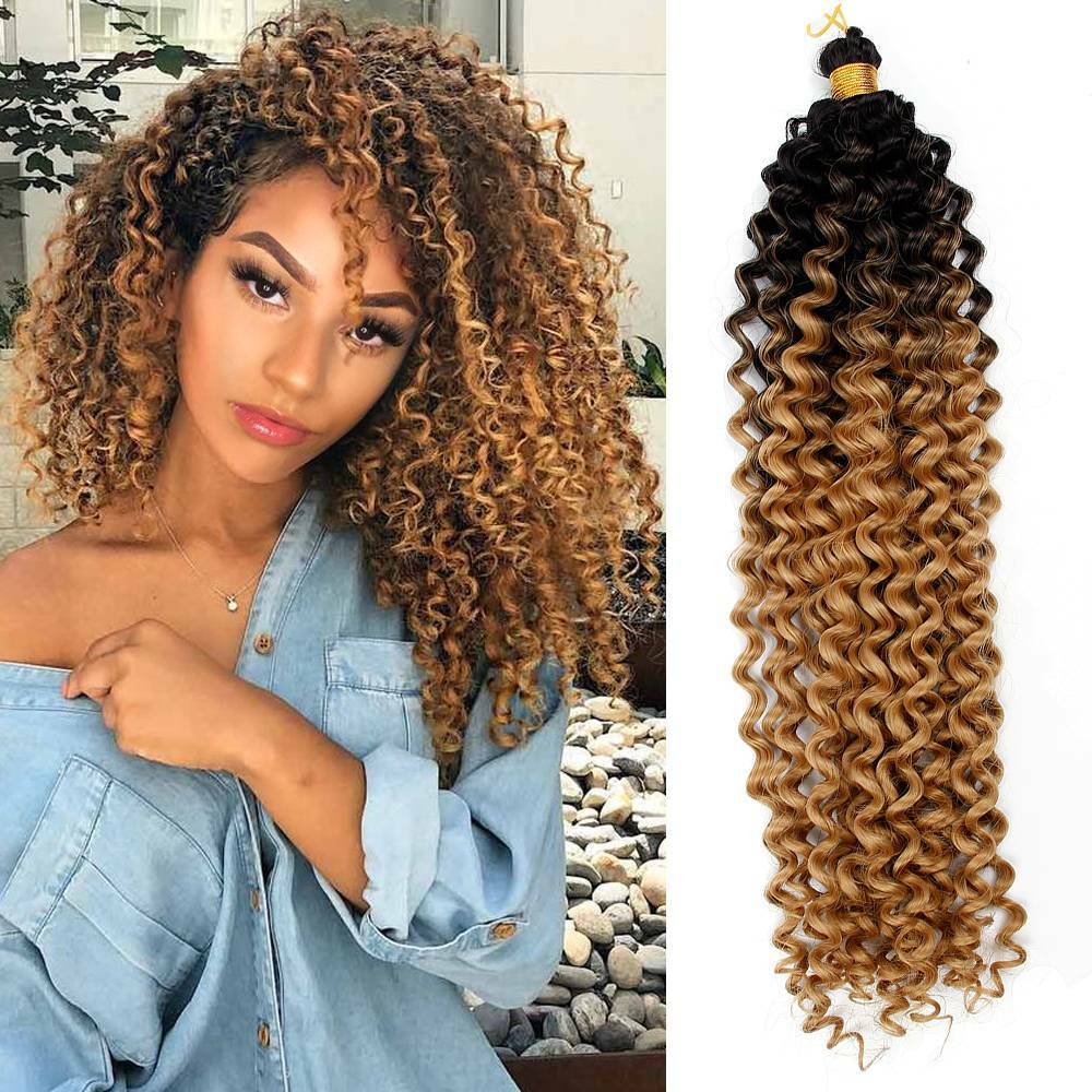 Real Thick Wave Twist Ombre Braid Water Curly Braiding Hair Extension Crochet US