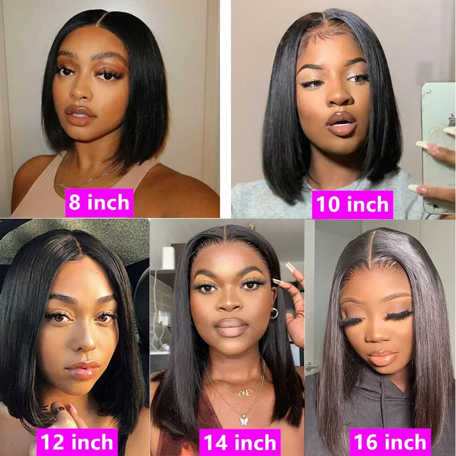 13×4 13×6 HD Bone Straight Bob Lace Frontal Human Hair Brazilian Short Bob Wig