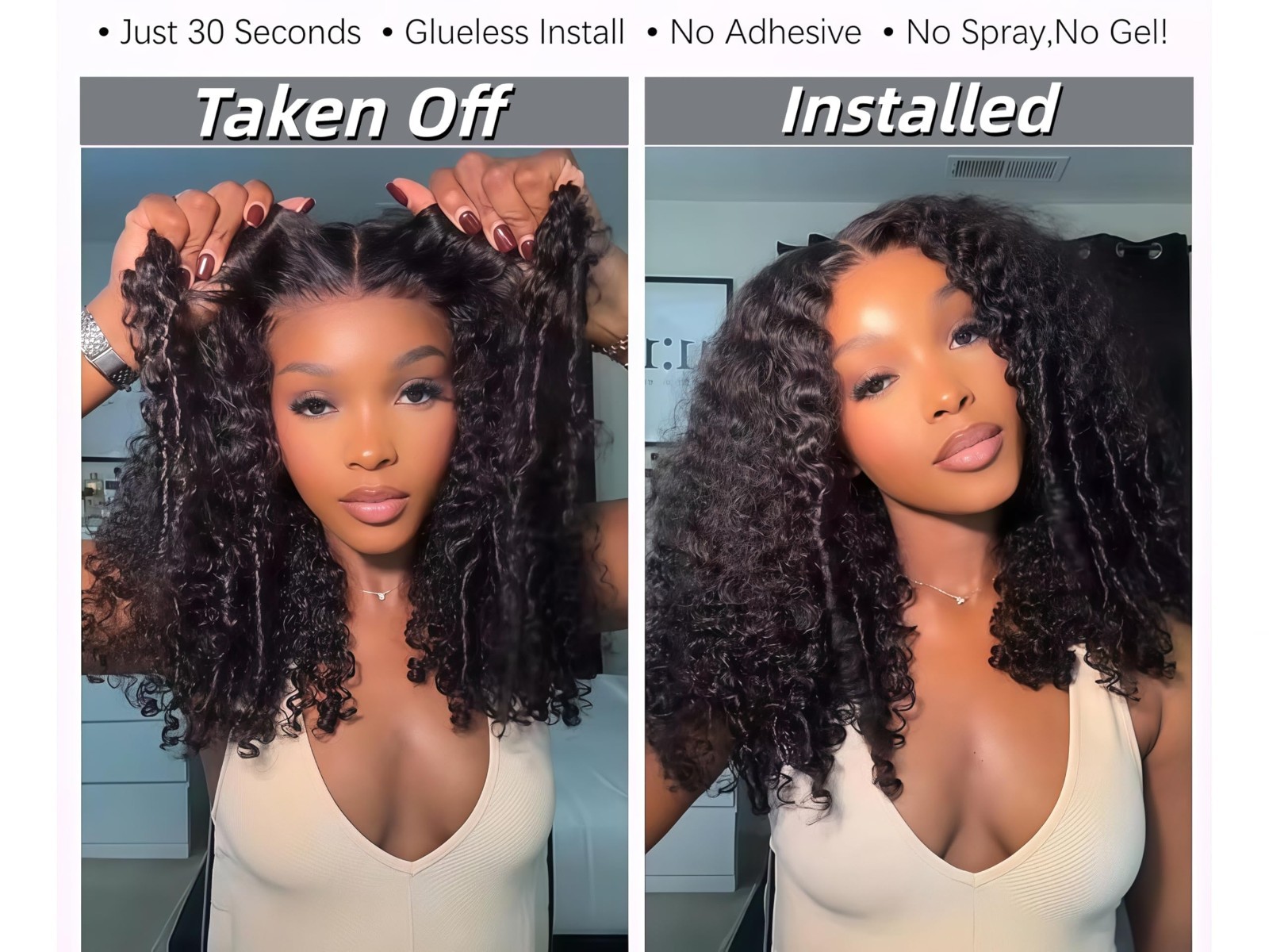 200 Density Curly Half Wig Human Hair 22″ Seamless Flip Over Glueless Wear & Go