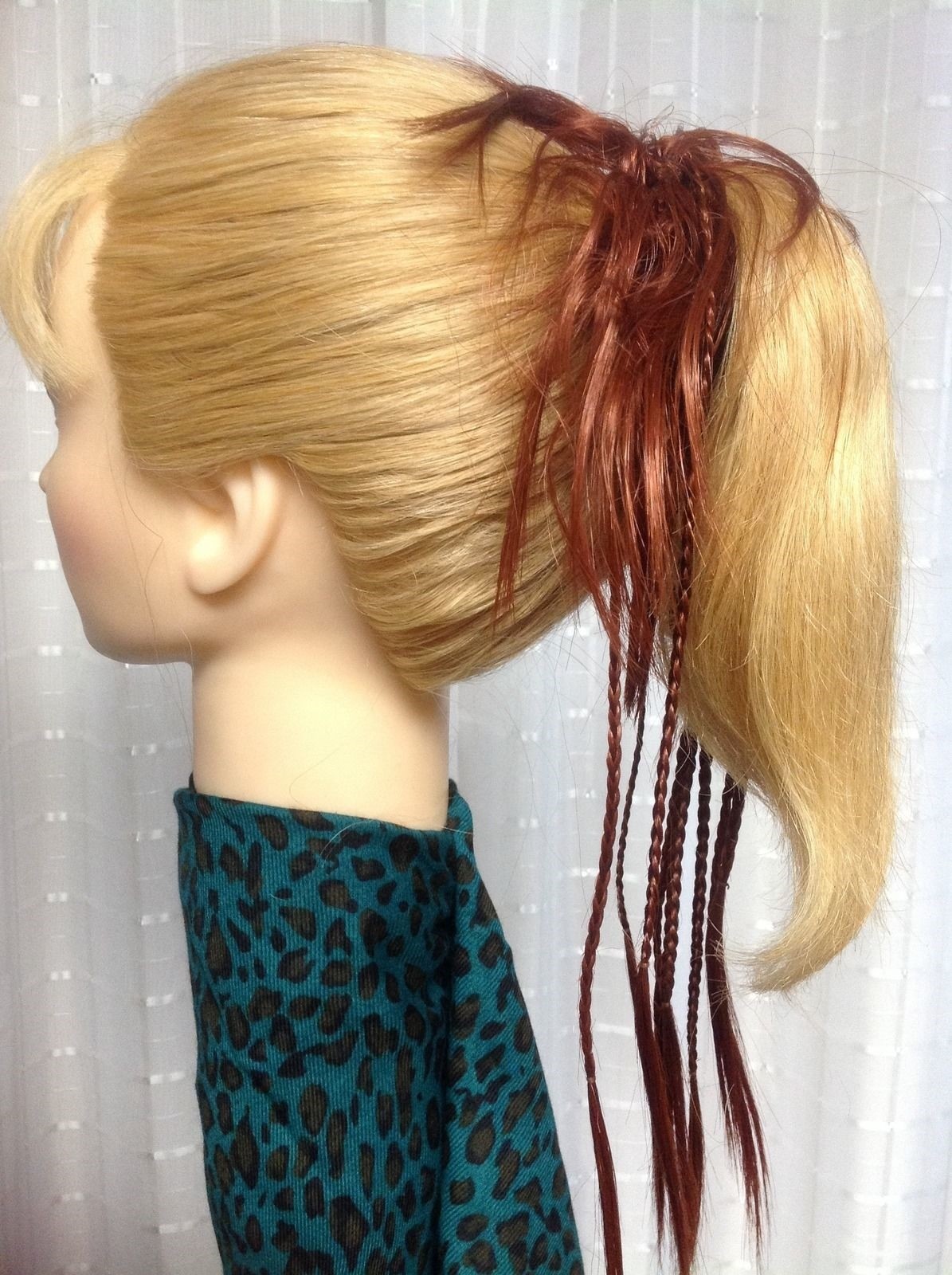 BRAIDED SCRUNCHIE MONA LISA Black Brown Red Blonde Frost PONY TAIL Bun wrap
