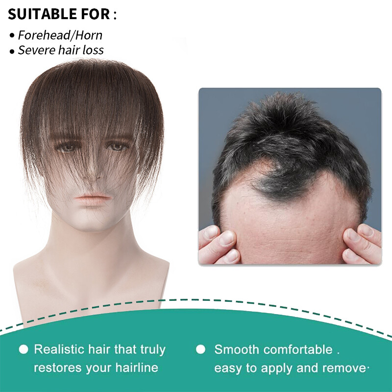Mens Toupee 100% Remy Human Hair Frontal Receding Hairline Hairpiece Replacement