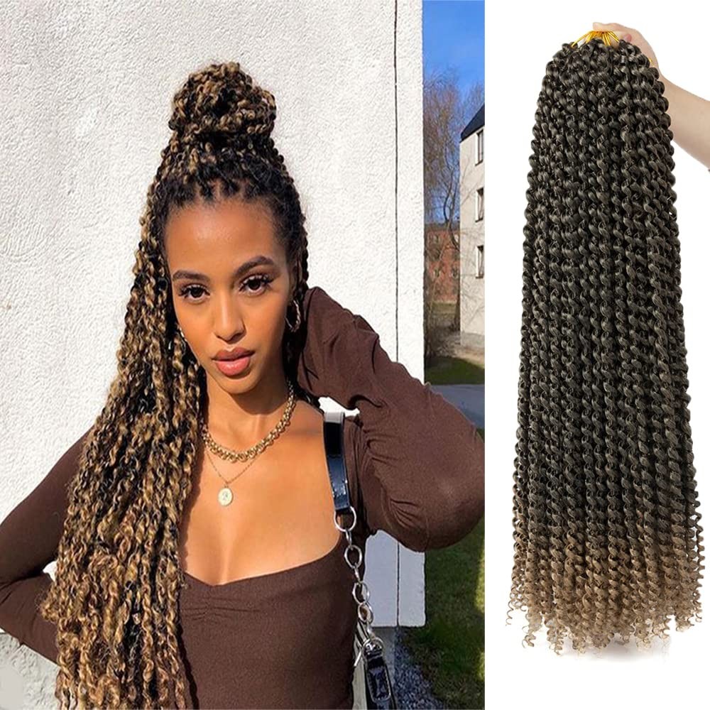 ShowCoco 36″ 8Pks Ombre Brown Water Wave Passion Twist Crochet Hair