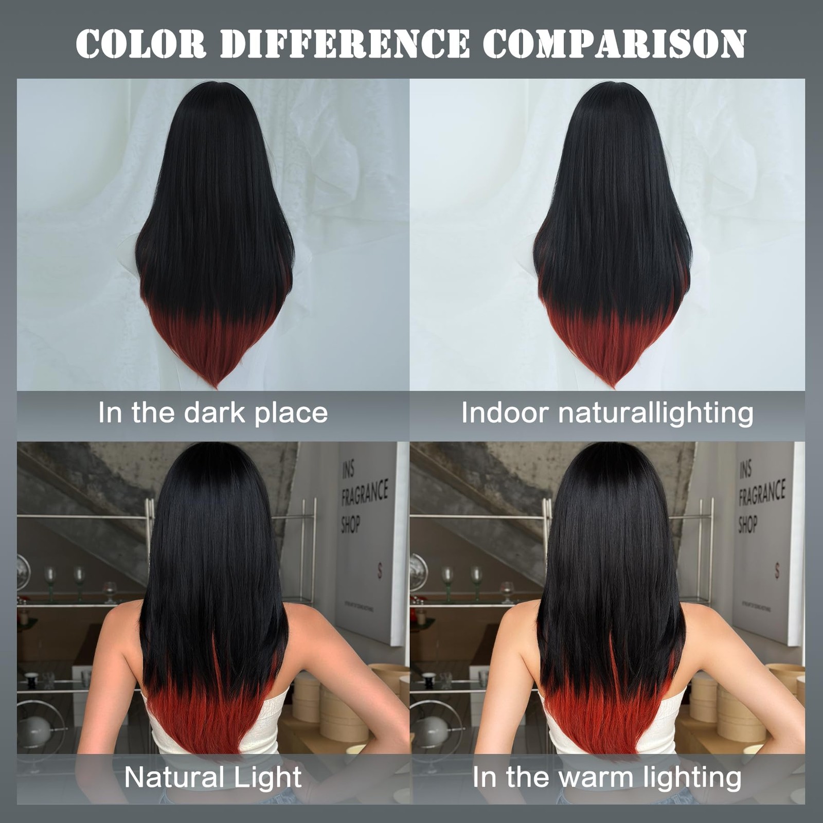 7Jhh Wigs Black Ginger Wig Half Orange Ombre Pink Bangs For Women 25 Inch