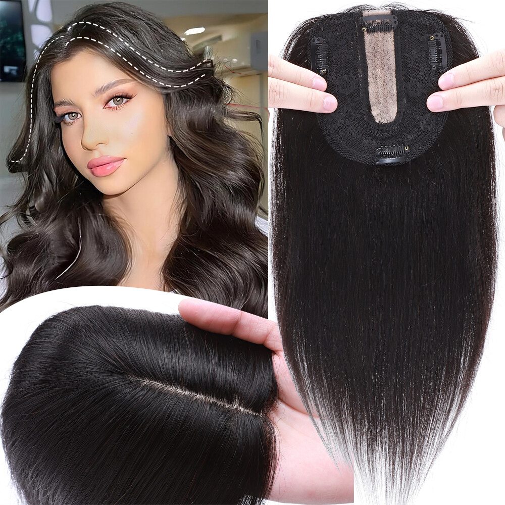Topper 100% Indian Human Hair Top Toupee Piece Clip in Women Hairpiece Wig Women
