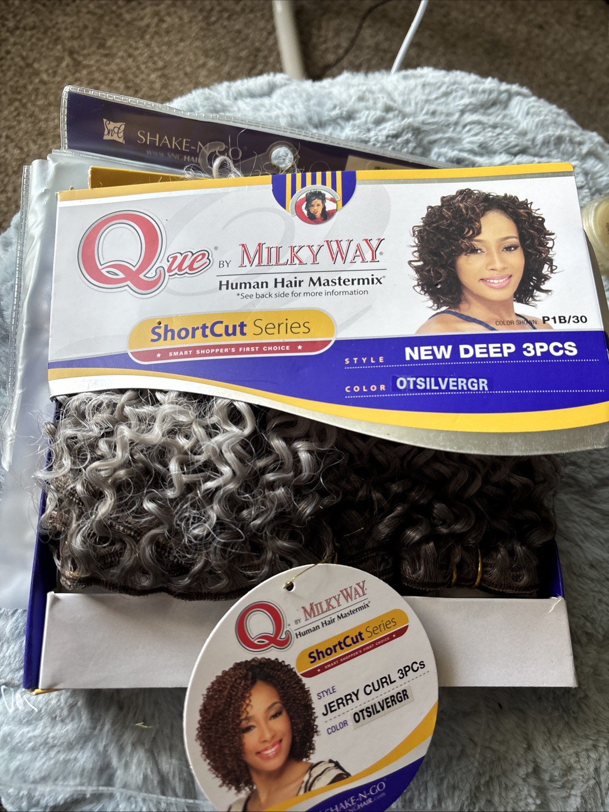 Que by Milky Way Human Hair Shortcut Series Color #P1B/30 Jerry Curl 3 pcs Slv