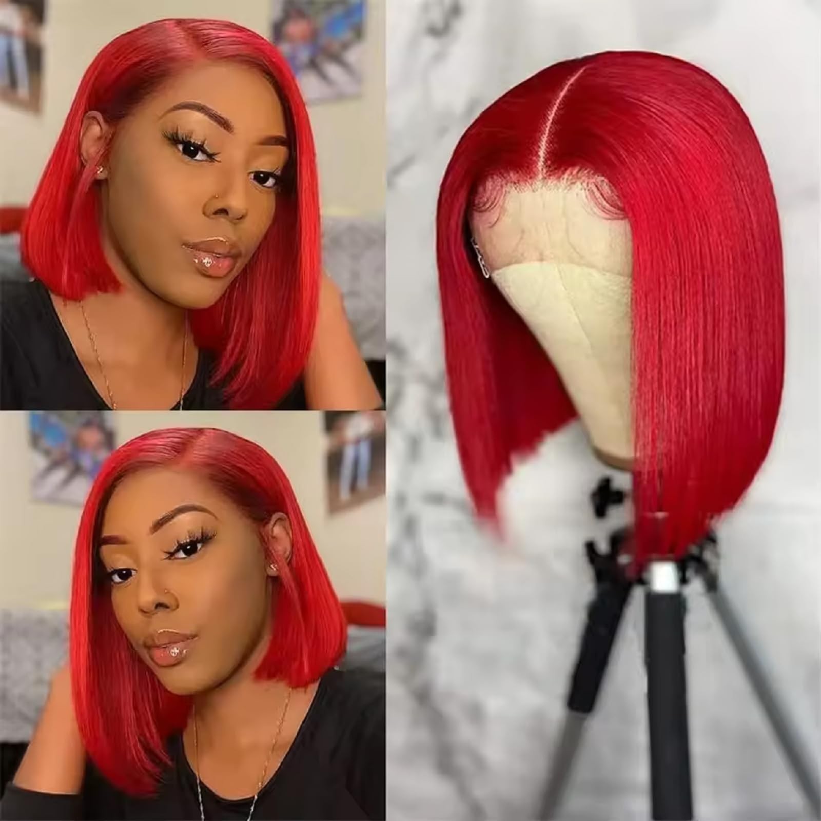 Munx 13X4 Bob Wig Wear And Go Glueless Wigs Real Human Hair 14 180 Density