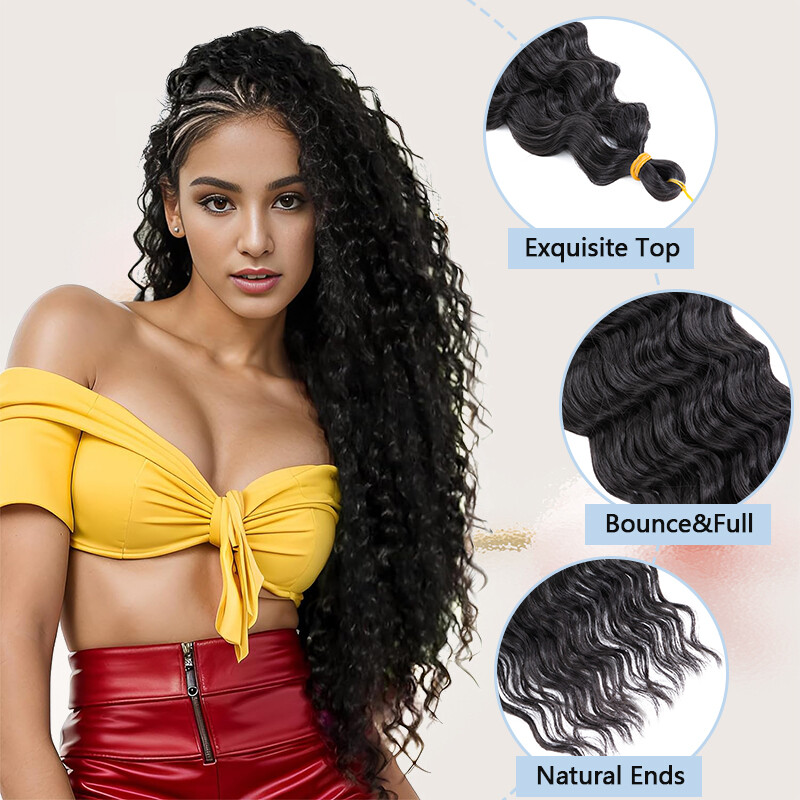 Boho Ocean Crochet Curly Braid Extensions Party Long-lasting Deep Wave Braided
