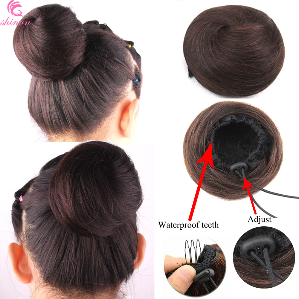 Women Girls Updo Chignon 100% Real Human Hair Bun Clip On Hair Piece Extensions