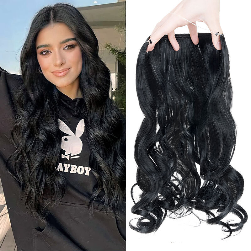US Balayage Real Natural Long Wavy Wire Hair Extensions for Women 3/4 Full Head