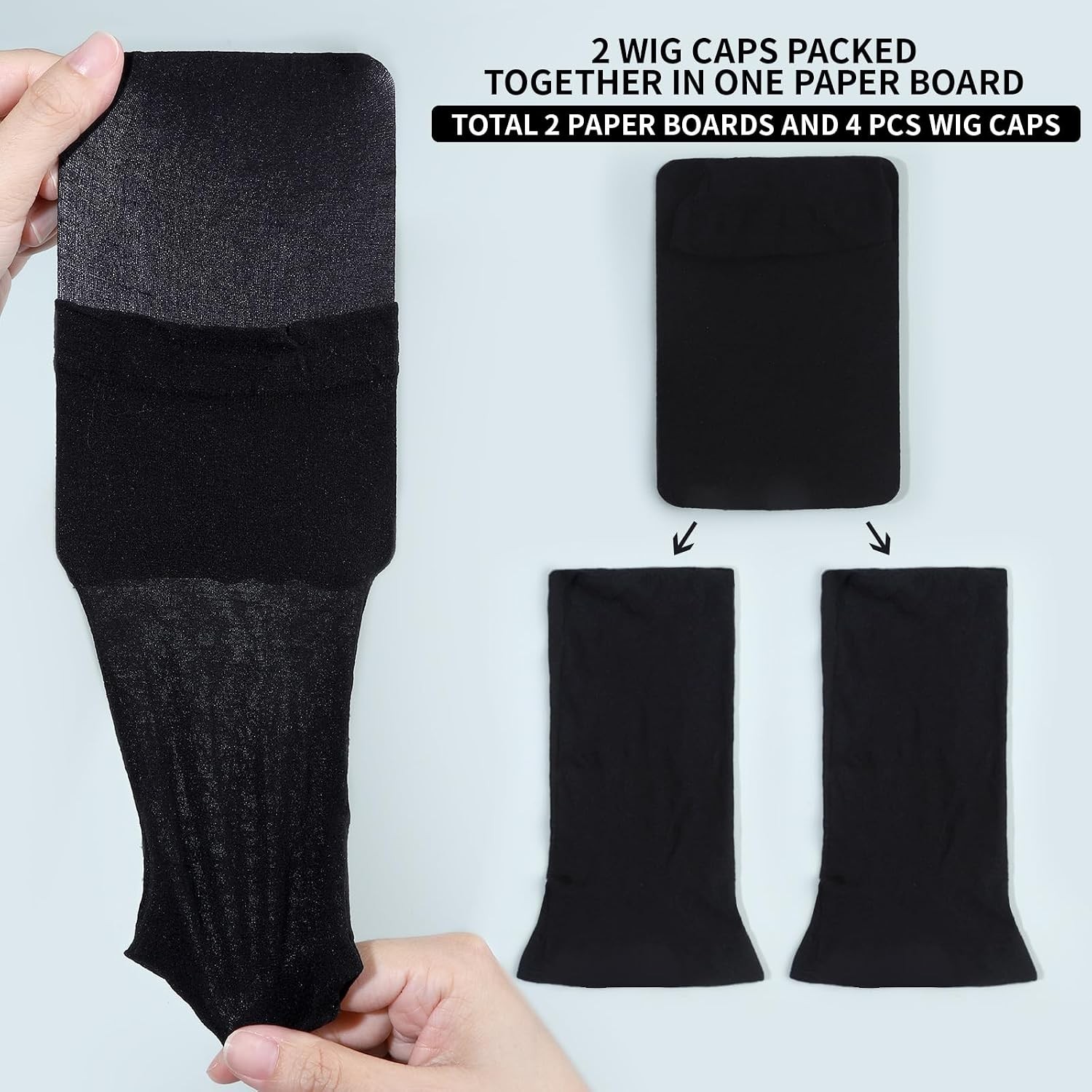 Fandamei 12PCS Black Wig Cap for Men, Hair Stocking Cap, Nylon Wig Caps Black, H