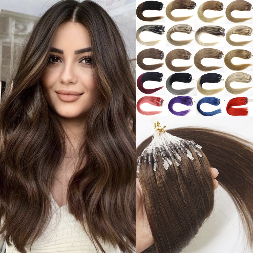 Micro Beads Loop Tip Human Hair Extensions Micro Ring Link Premium Remy Thick 1g