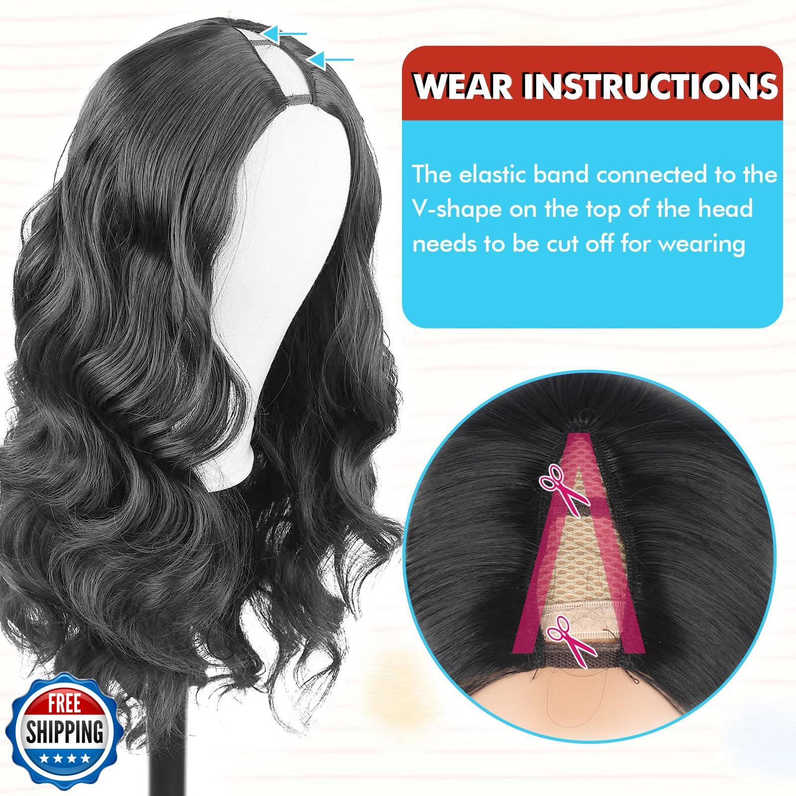 KRSI Highlights Brown V Part Wig Upgrade U Part Wigs Clip in Synthetic Hair R