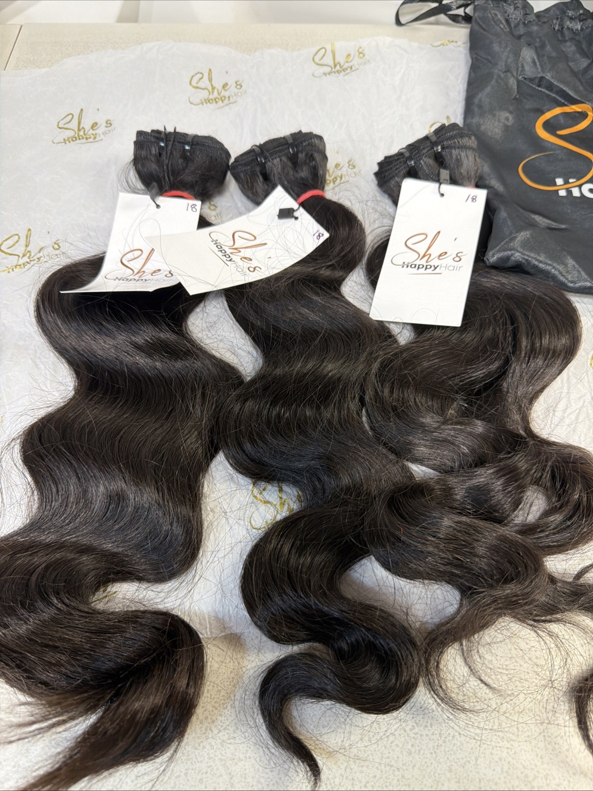 SHES HAPPY HAIR RAW INDIAN HUMAN HAIR BUNDLES 18×3