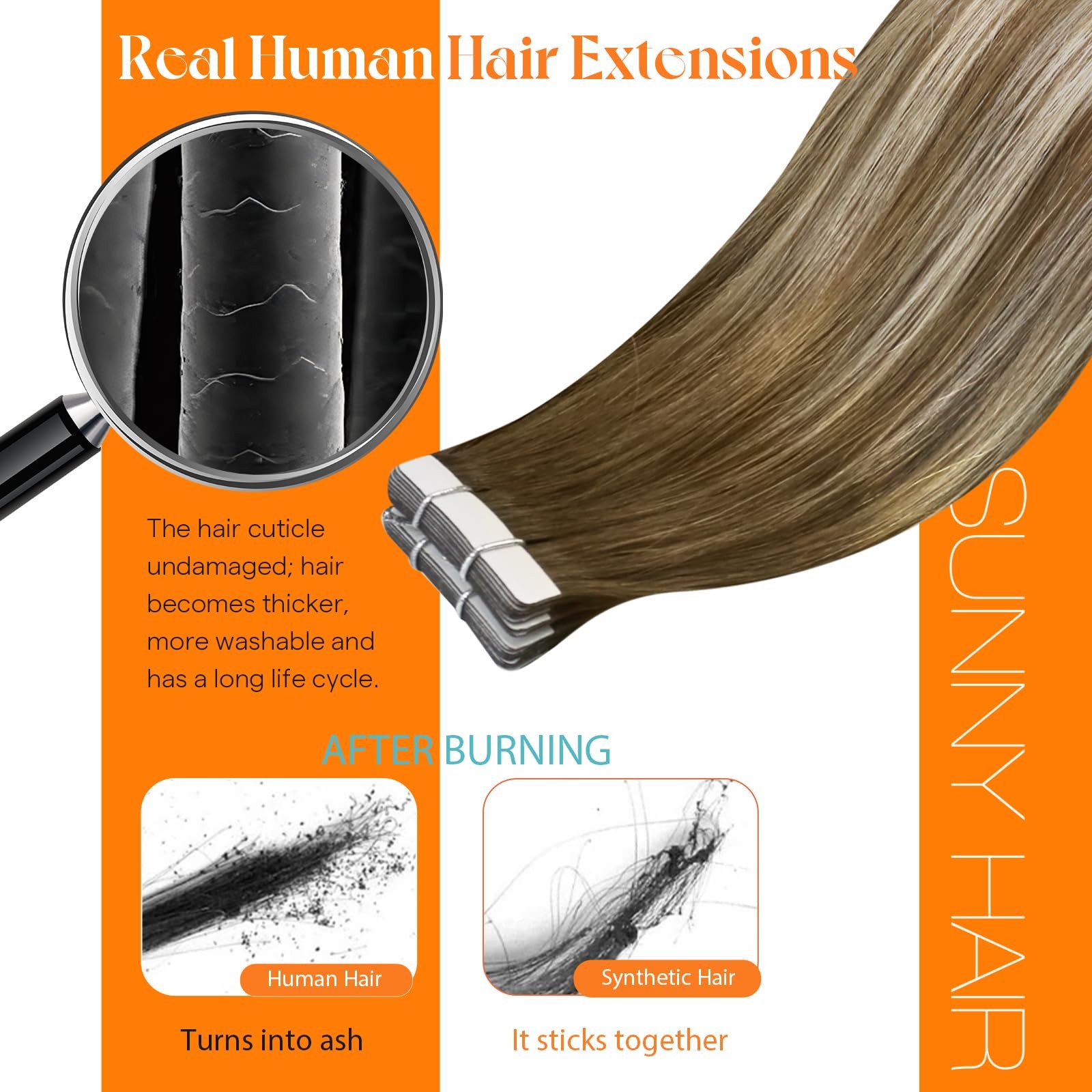 Tape in Hair Extensions 12 Inch 20g Brown Balayage Blonde – Quick Installation