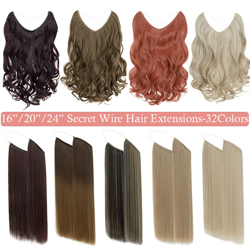 Balayage Brown Wire In Hair Extensions Elastic Band Secret Miracle Ring AS Human