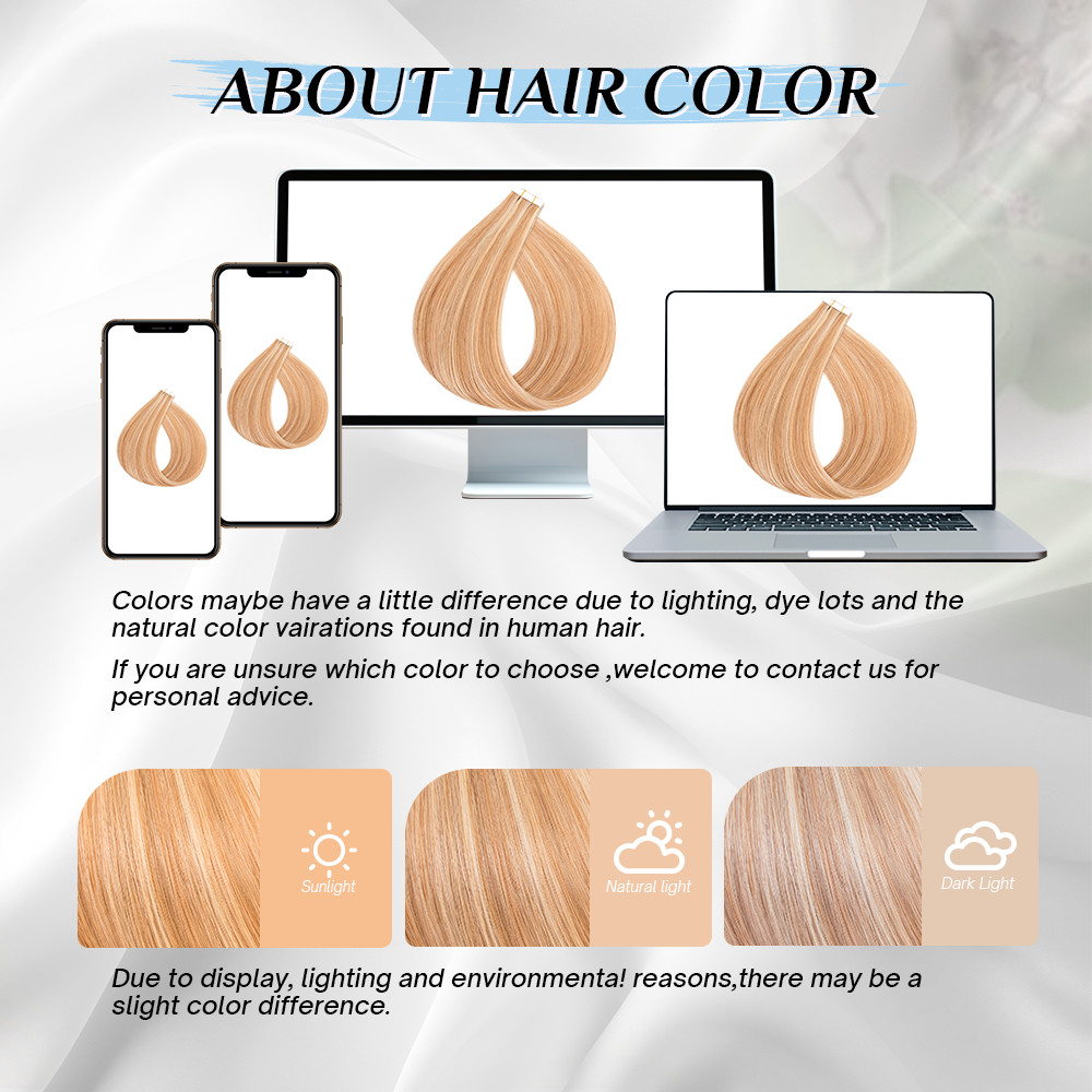 80PCS 200G Tape In Human 100% Remy Hair Extensions Skin Weft Highlight Full Head