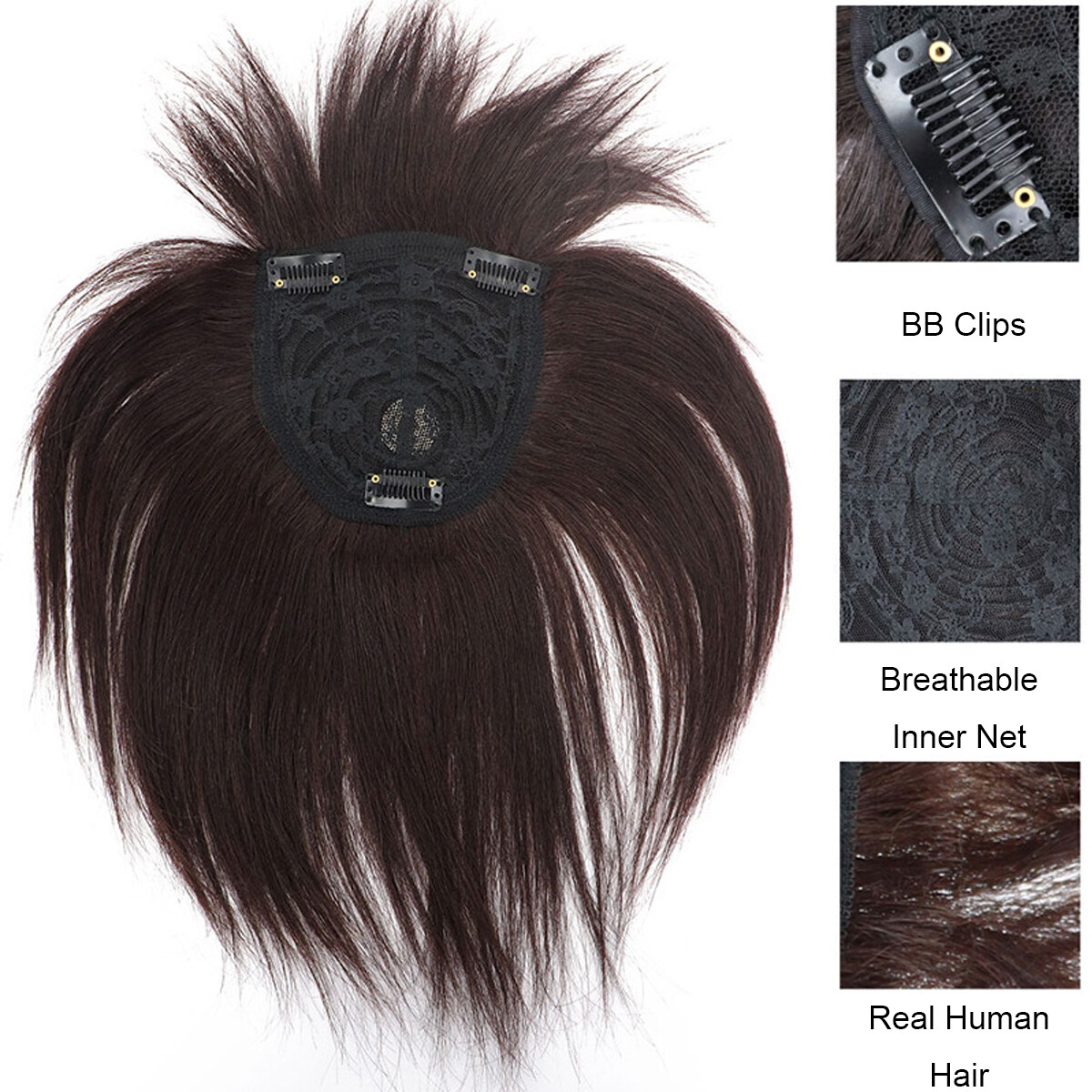 100% Human Hair Topper Large Cover Toupee Clip in Hairpiece Top Pieces for Women
