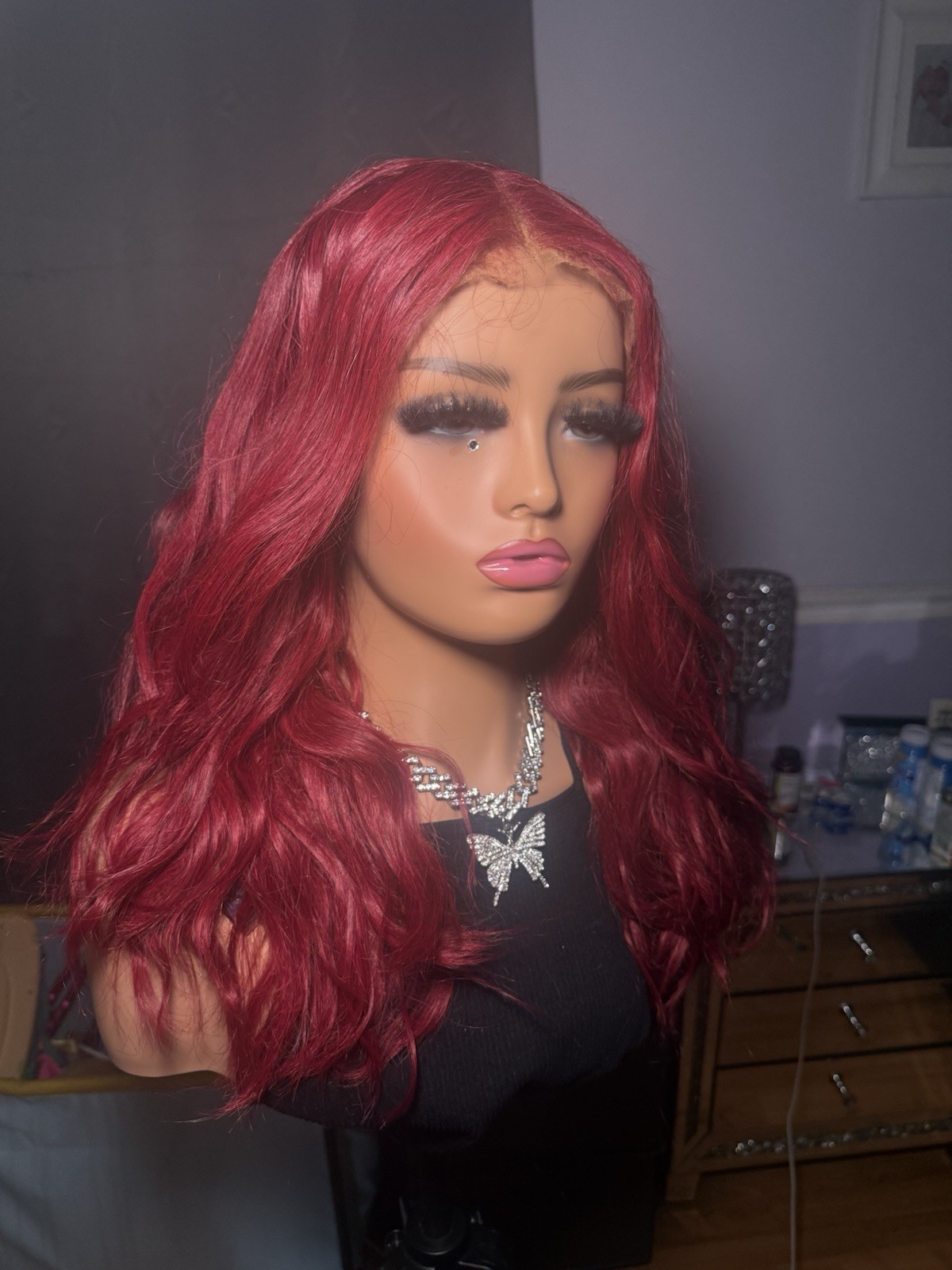 Cherry Burgundy Vivid Red Human Hair Wig