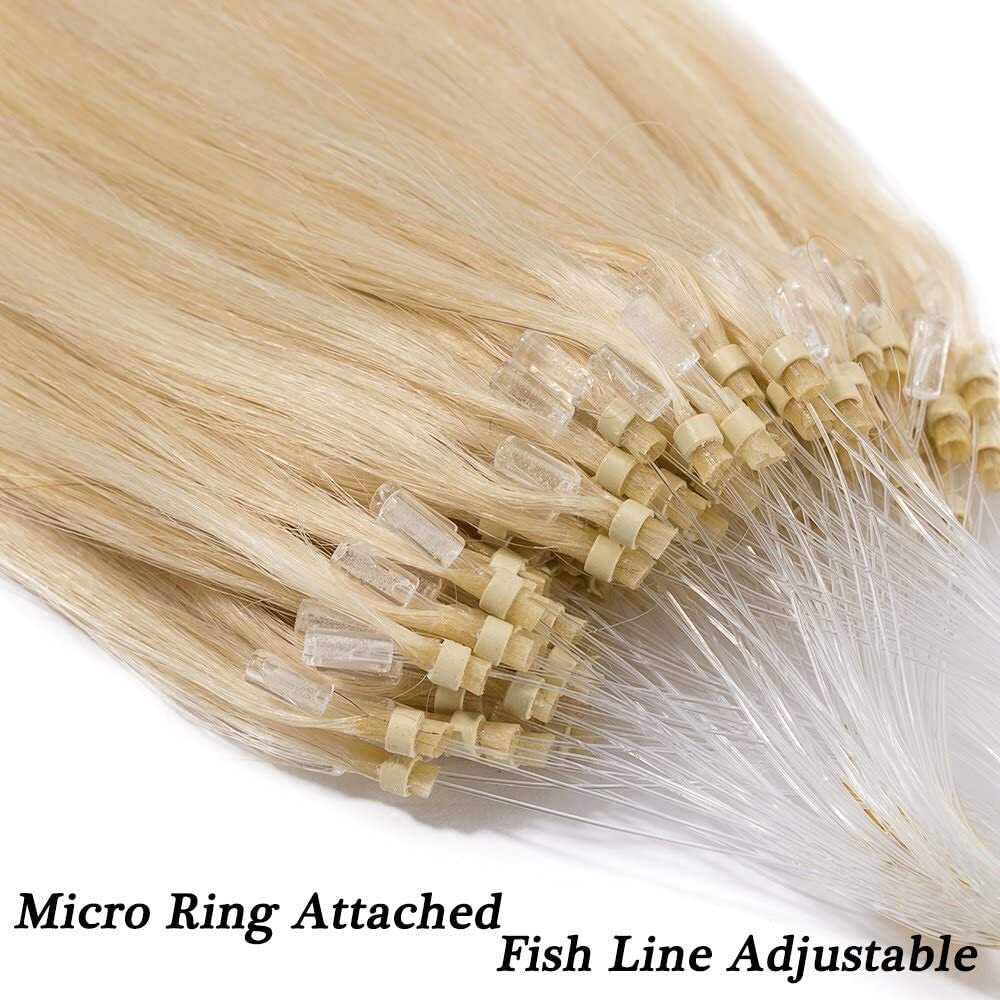 Micro Loop Hair Extensions Invisible Micro Bead Real Human Hair Highlight Blonde