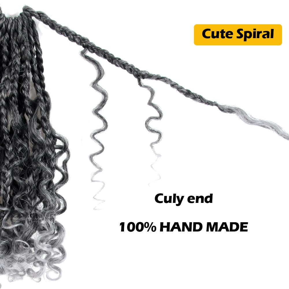 9 Packs Goddess Box Braids Crochet Hair 8 Inch Boho Box Braids with Curly Ends S