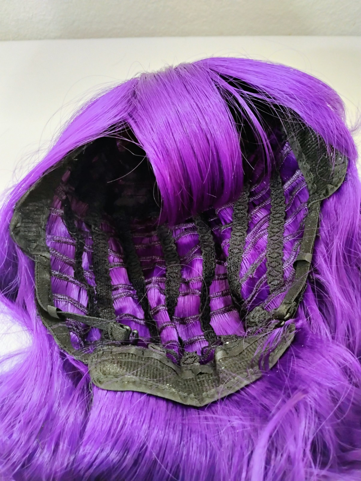 Batisi Dark Purple Wave Synthetic Hair Fiber Bangs Wig Cosplay Halloween New