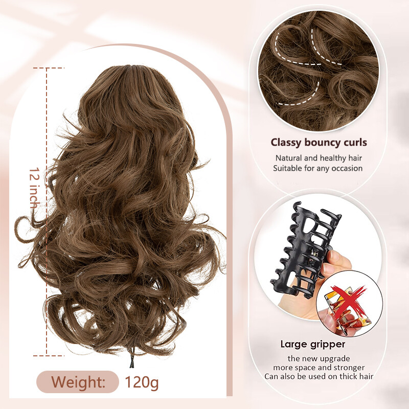 US Claw Clip Hair Bun Ponytail Extensions Curly Chignon Straight Updo Hairpiece