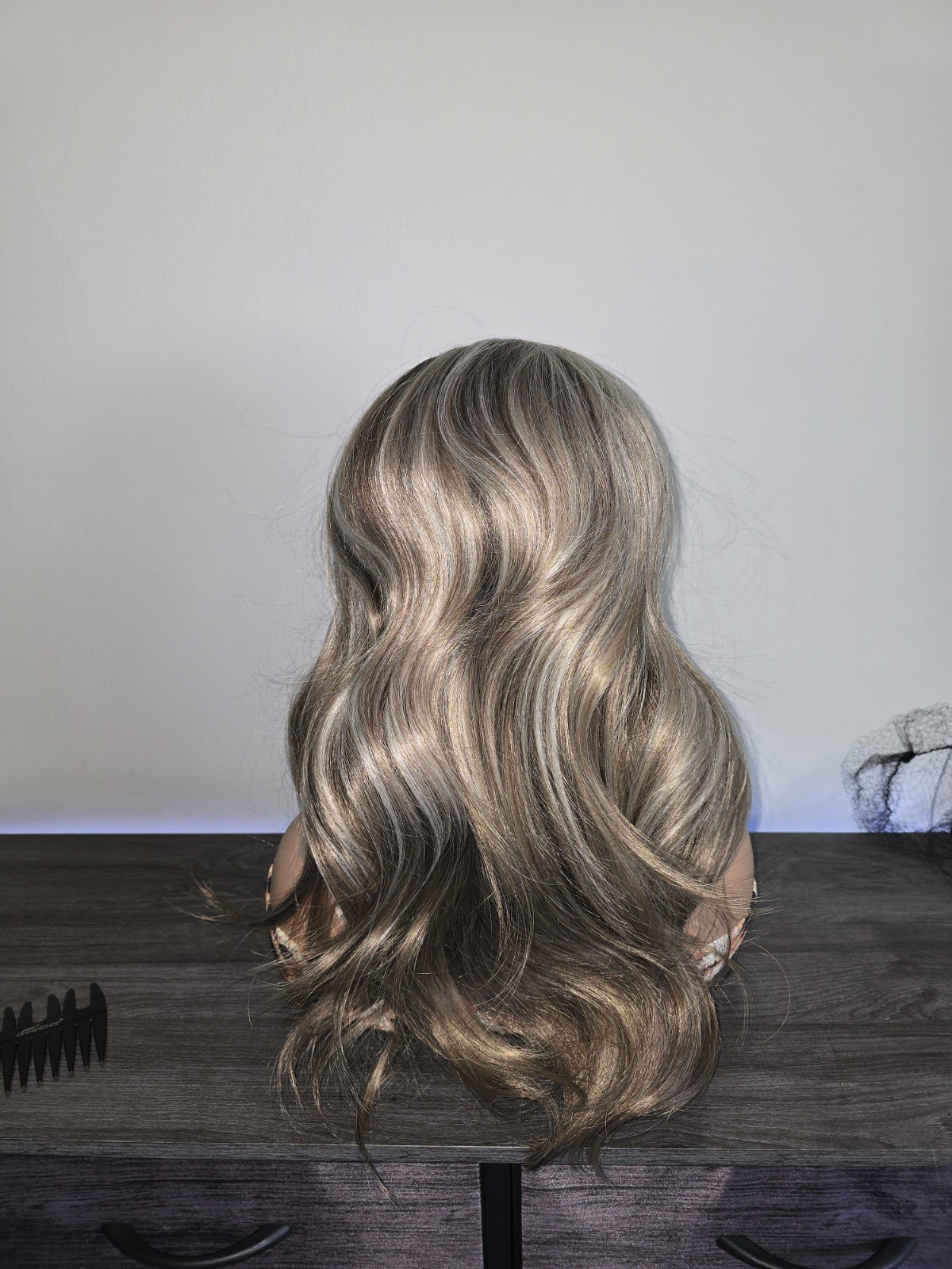 HD Lace Front Wig Human Hair Blend Highlights Straight Honey BROWN Blonde