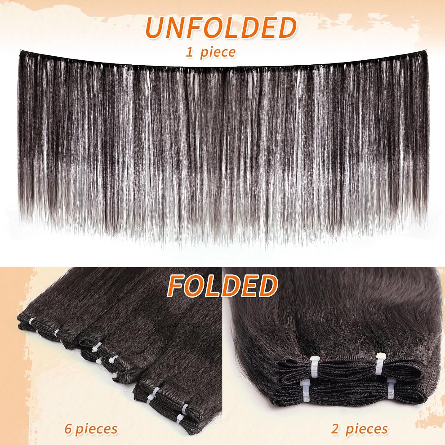 6 Bundles Yaki straight bundles hair,Human Blend Synthetic Hair (18 20 22 Inch)